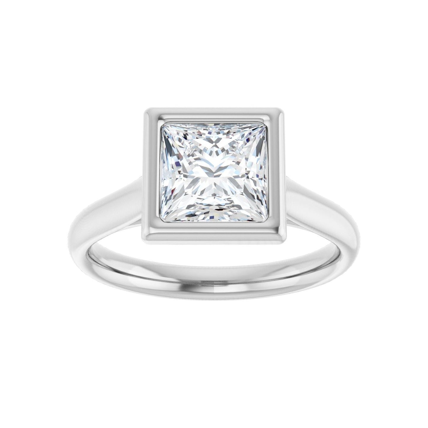 Square Bezel-Set Solitaire Engagement Ring | Metal Type=14K White Gold | Center Stone Size=1.5 CT | Image 3