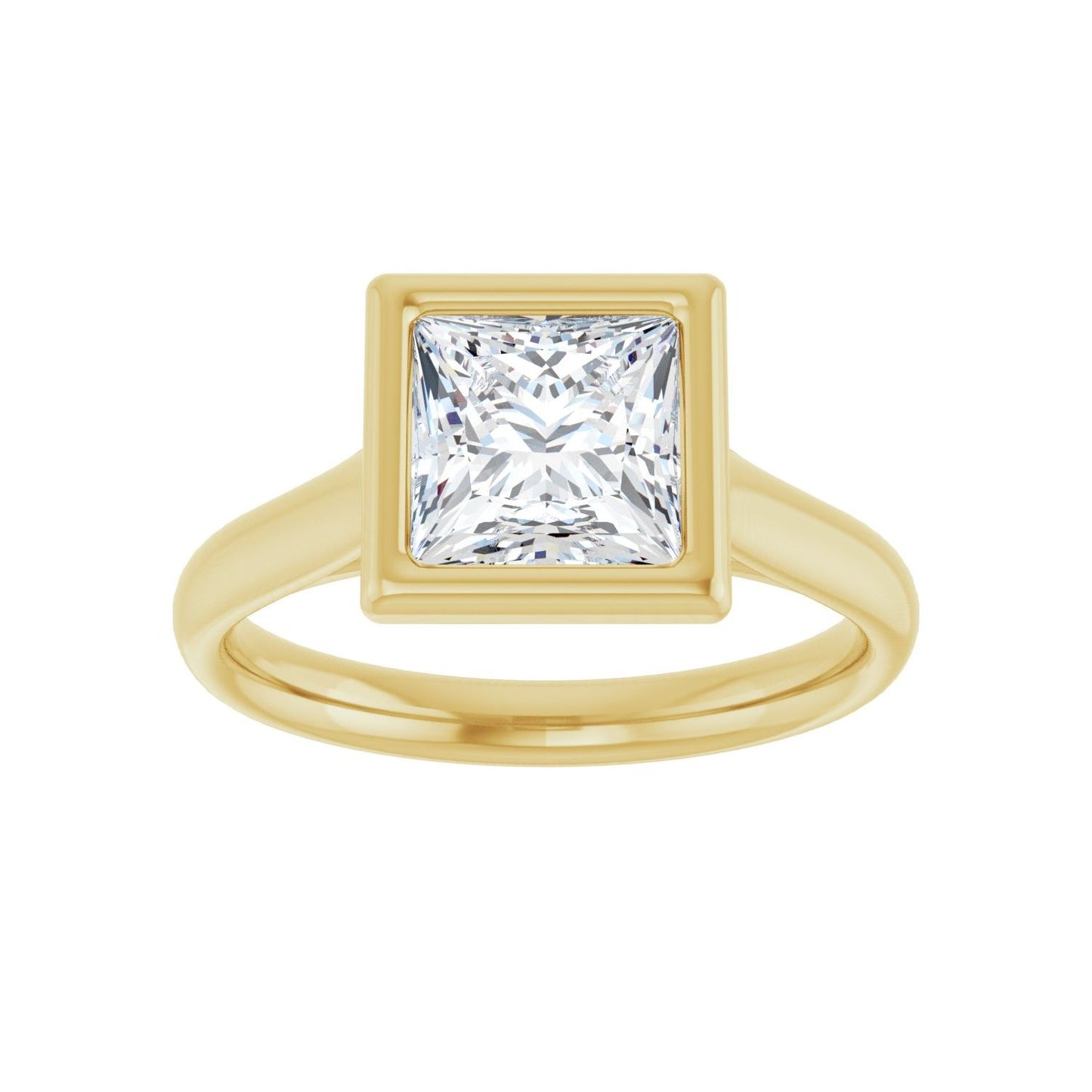 Square Bezel-Set Solitaire Engagement Ring | Metal Type=14K Yellow Gold | Center Stone Size=1.5 CT | Image 3