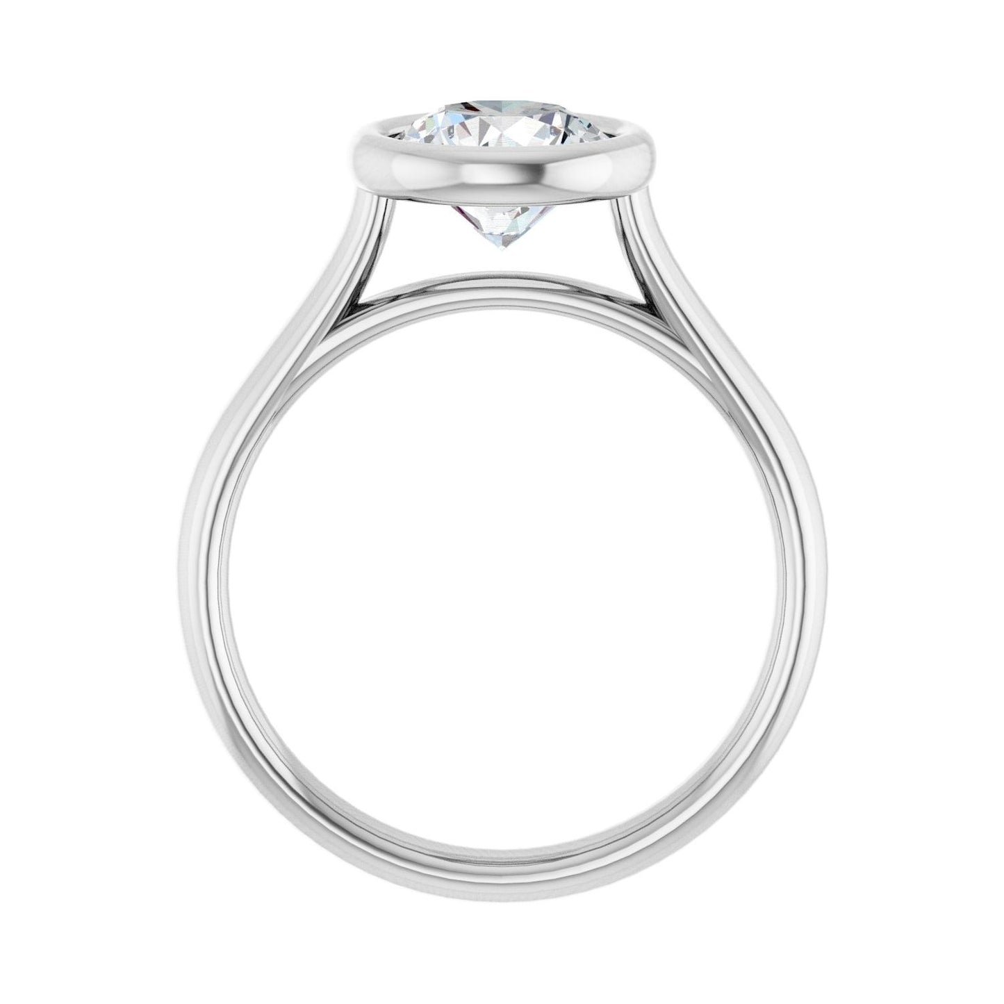 Round Bezel-Set Solitaire Engagement Ring | Metal Type=14K White Gold | Center Stone Size=1.5 CT | Image 2