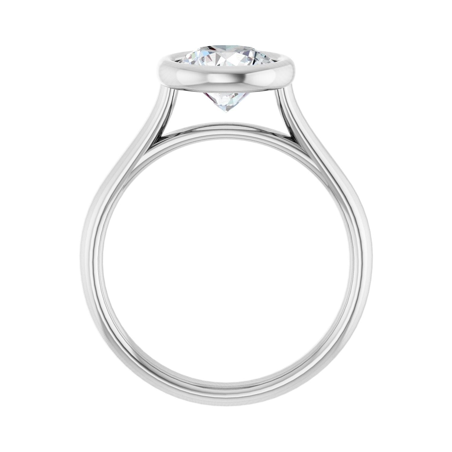 Round Bezel-Set Solitaire Engagement Ring | Metal Type=14K White Gold | Center Stone Size=1.5 CT | Image 2