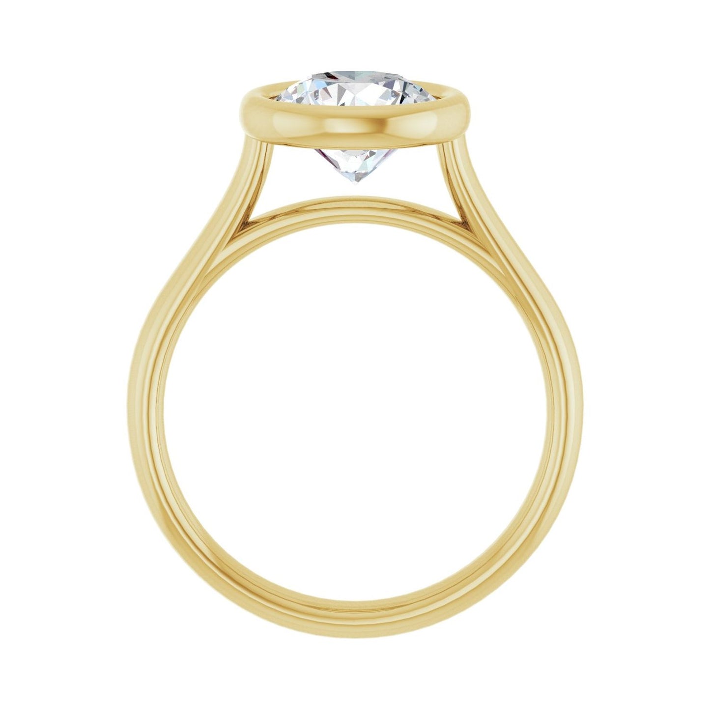 Round Bezel-Set Solitaire Engagement Ring | Metal Type=14K Yellow Gold | Center Stone Size=2 CT | Image 2