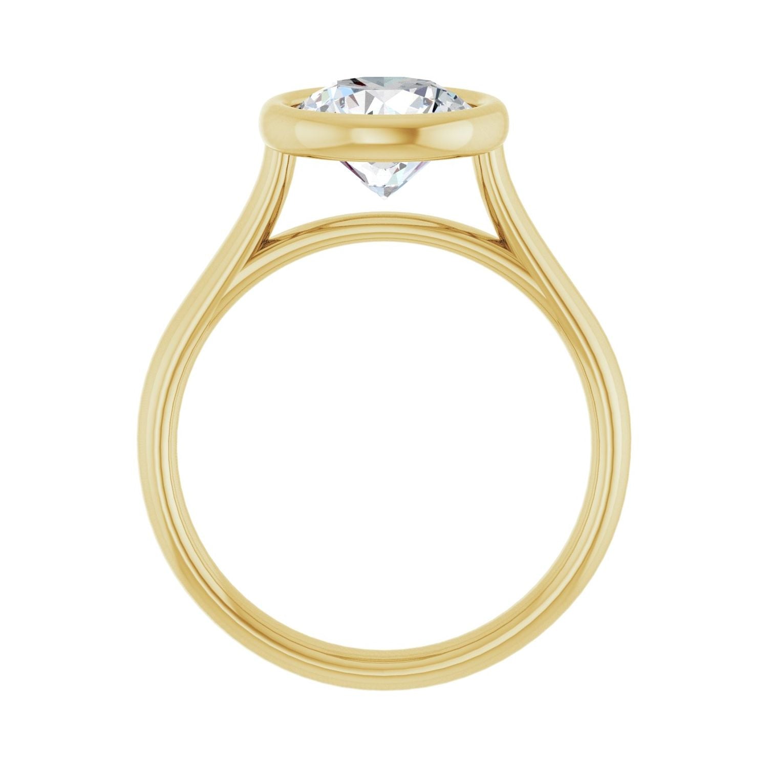 Round Bezel-Set Solitaire Engagement Ring | Metal Type=14K Yellow Gold | Center Stone Size=2 CT | Image 2
