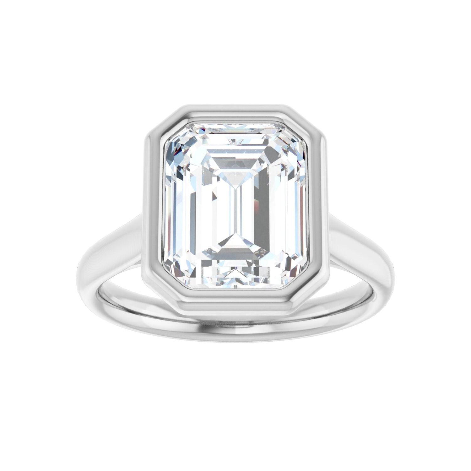 Emerald Bezel-Set Solitaire Engagement Ring | Metal Type=14K White Gold | Center Stone Size=3 CT | Image 3
