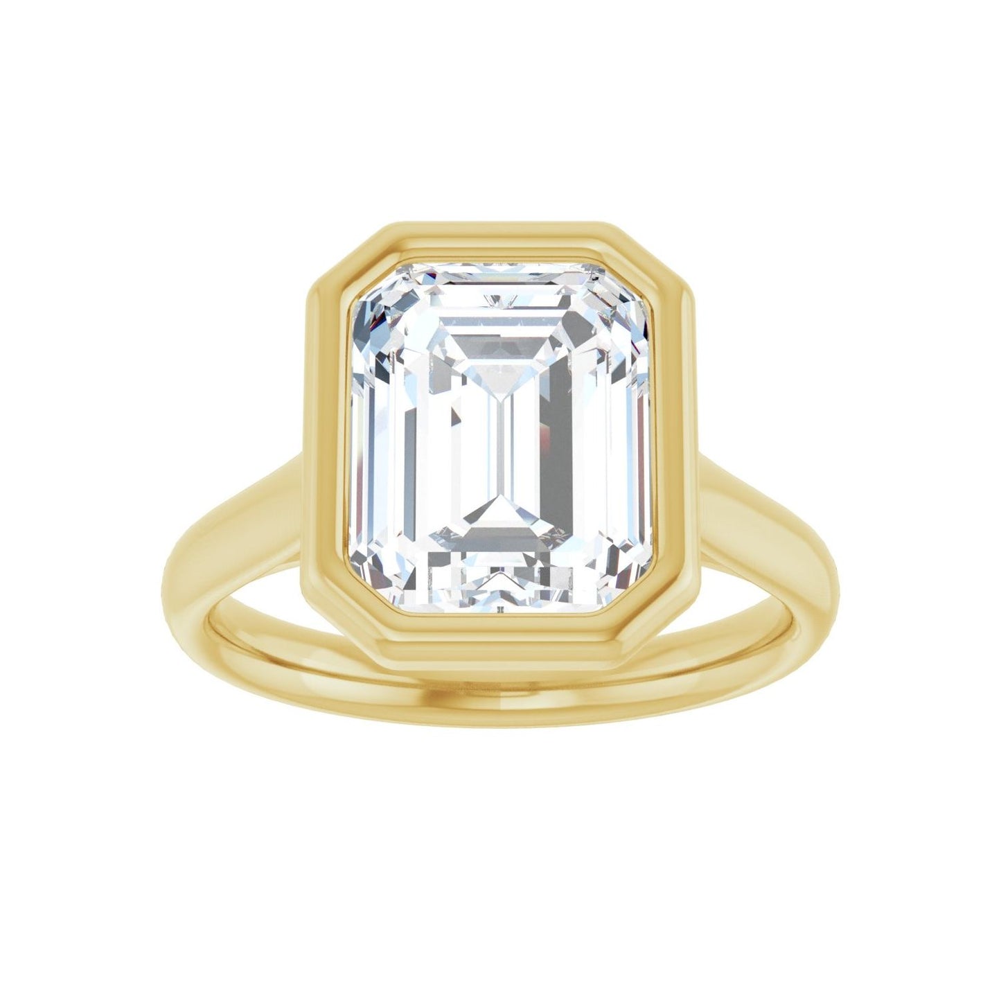 Emerald Bezel-Set Solitaire Engagement Ring | Metal Type=14K Yellow Gold | Center Stone Size=3 CT | Image 3