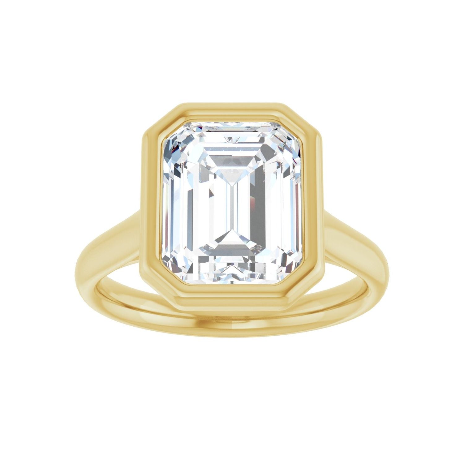 Emerald Bezel-Set Solitaire Engagement Ring | Metal Type=14K Yellow Gold | Center Stone Size=3 CT | Image 3