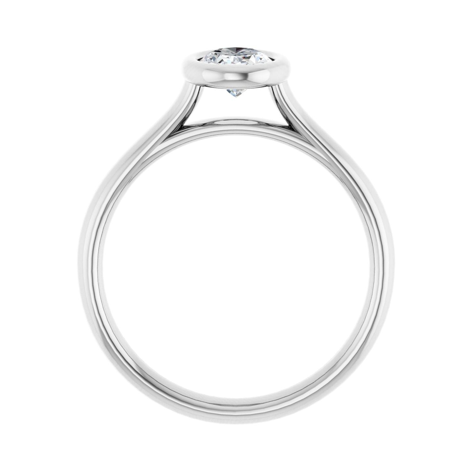 Oval Bezel-Set Solitaire Engagement Ring | Metal Type=14K White Gold | Center Stone Size=1 CT | Image 2