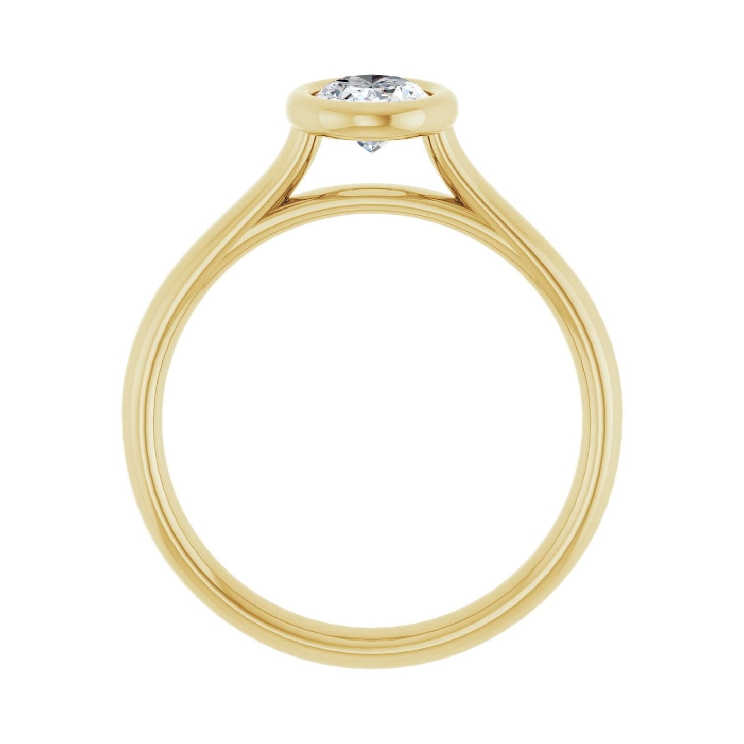 Oval Bezel-Set Solitaire Engagement Ring | Metal Type=14K Yellow Gold | Center Stone Size=1 CT | Image 2