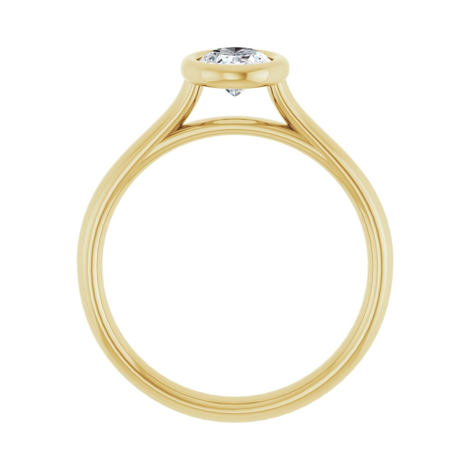 Oval Bezel-Set Solitaire Engagement Ring | Metal Type=14K Yellow Gold | Center Stone Size=1 CT | Image 2