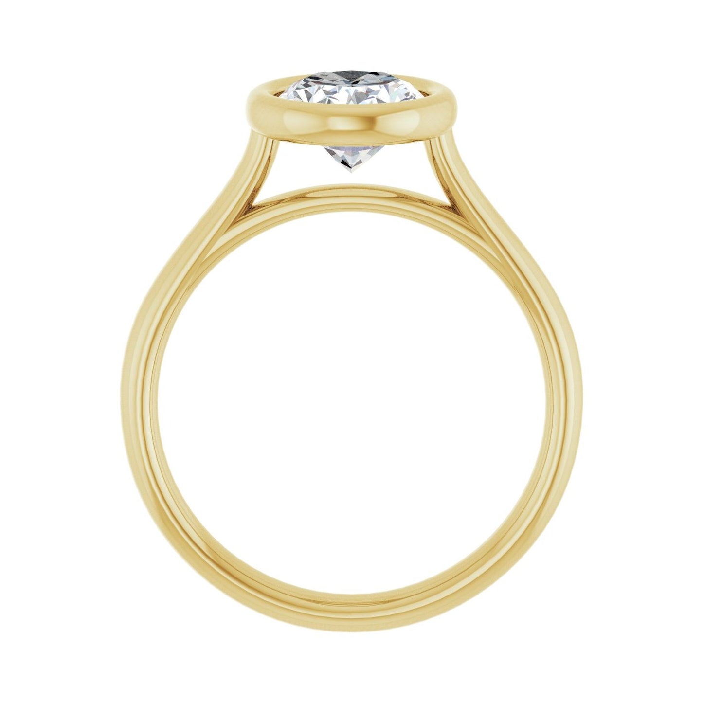 Oval Bezel-Set Solitaire Engagement Ring | Metal Type=14K Yellow Gold | Center Stone Size=2 CT | Image 2