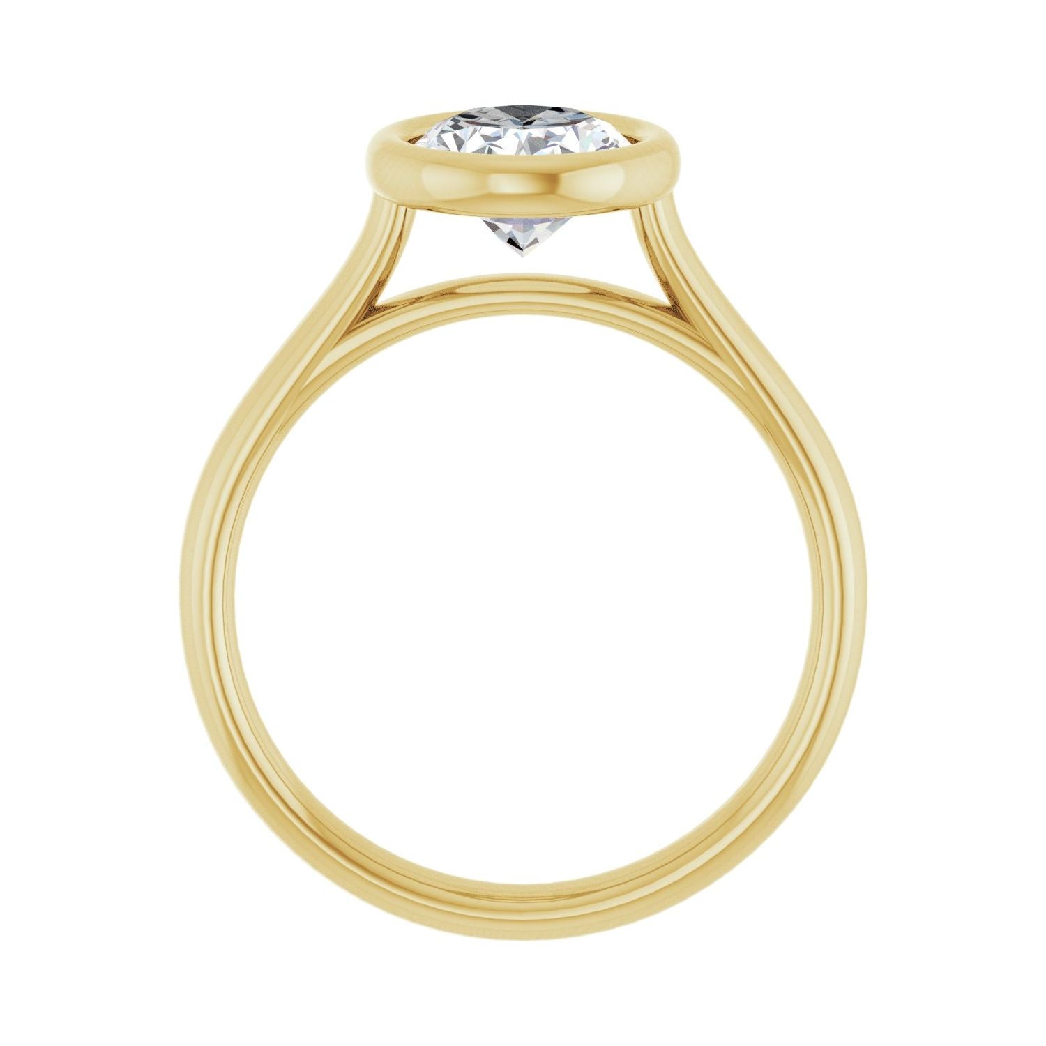 Oval Bezel-Set Solitaire Engagement Ring | Metal Type=14K Yellow Gold | Center Stone Size=2 CT | Image 2