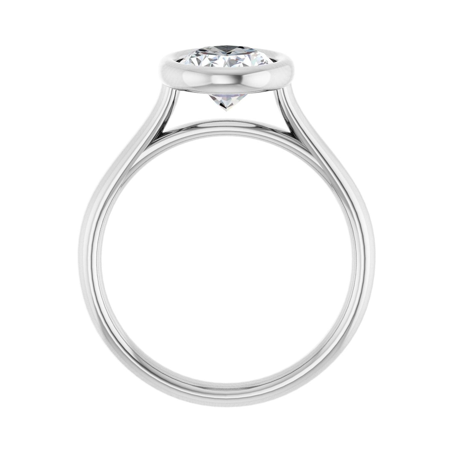 Oval Bezel-Set Solitaire Engagement Ring | Metal Type=14K White Gold | Center Stone Size=2 CT | Image 2