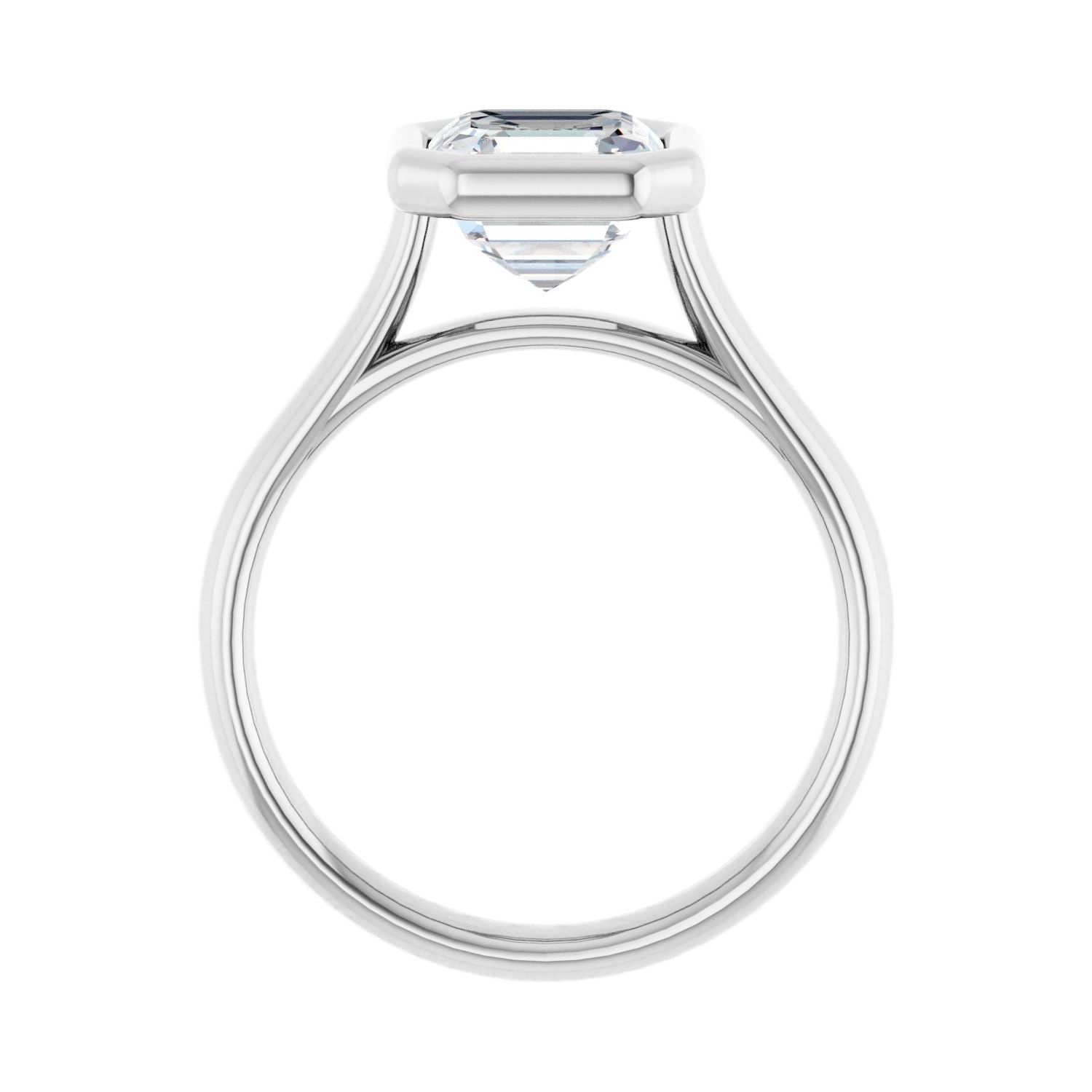 Asscher Bezel-Set Solitaire Engagement Ring | Metal Type=14K White Gold | Center Stone Size=2 CT | Image 2