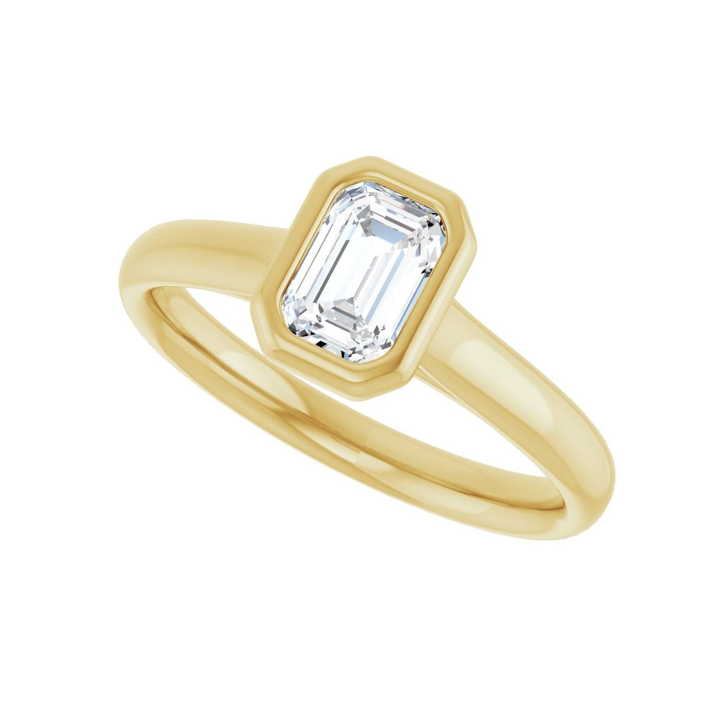 Emerald Bezel-Set Solitaire Engagement Ring | Metal Type=14K Yellow Gold | Center Stone Size=1 CT | Image 5