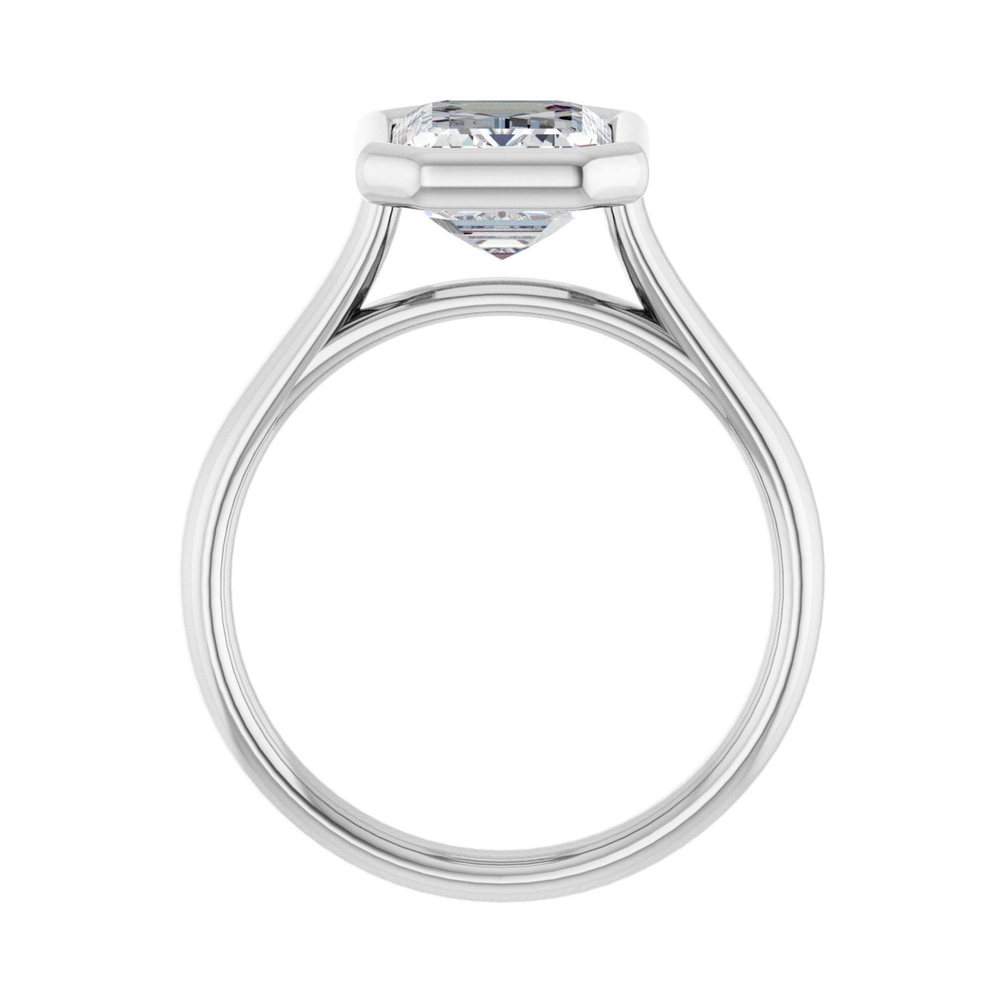 Emerald Bezel-Set Solitaire Engagement Ring | Metal Type=14K White Gold | Center Stone Size=2.5 CT | Image 2