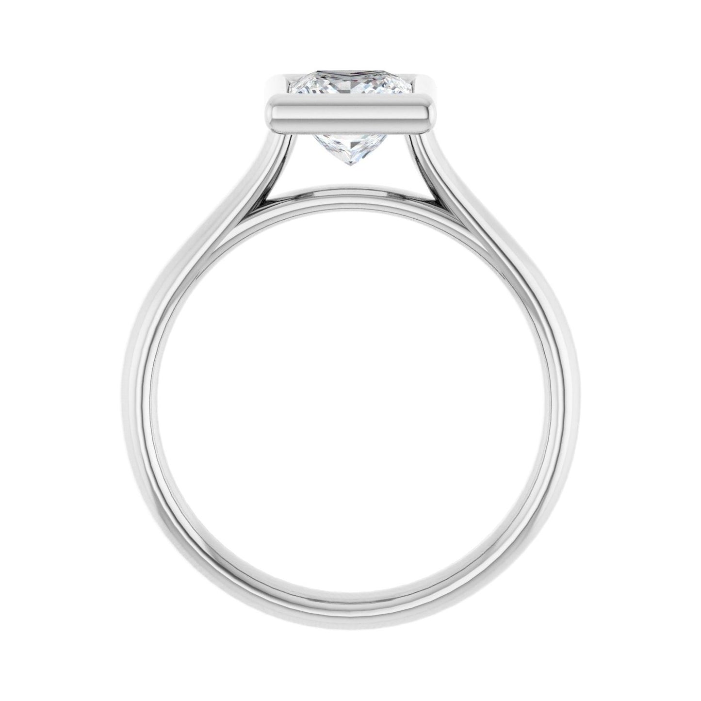 Square Bezel-Set Solitaire Engagement Ring | Metal Type=14K White Gold | Center Stone Size=1 CT | Image 2