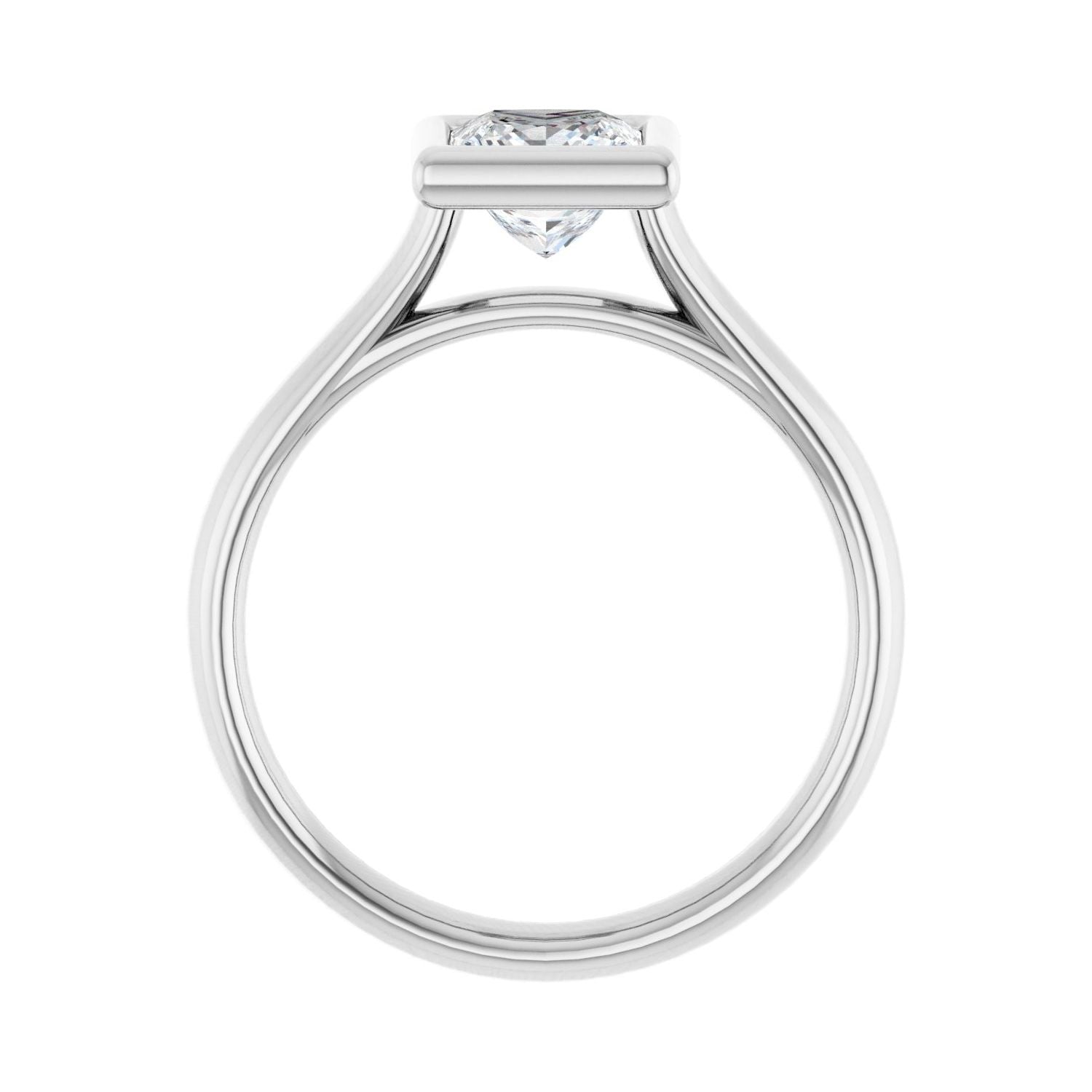 Square Bezel-Set Solitaire Engagement Ring | Metal Type=14K White Gold | Center Stone Size=1 CT | Image 2