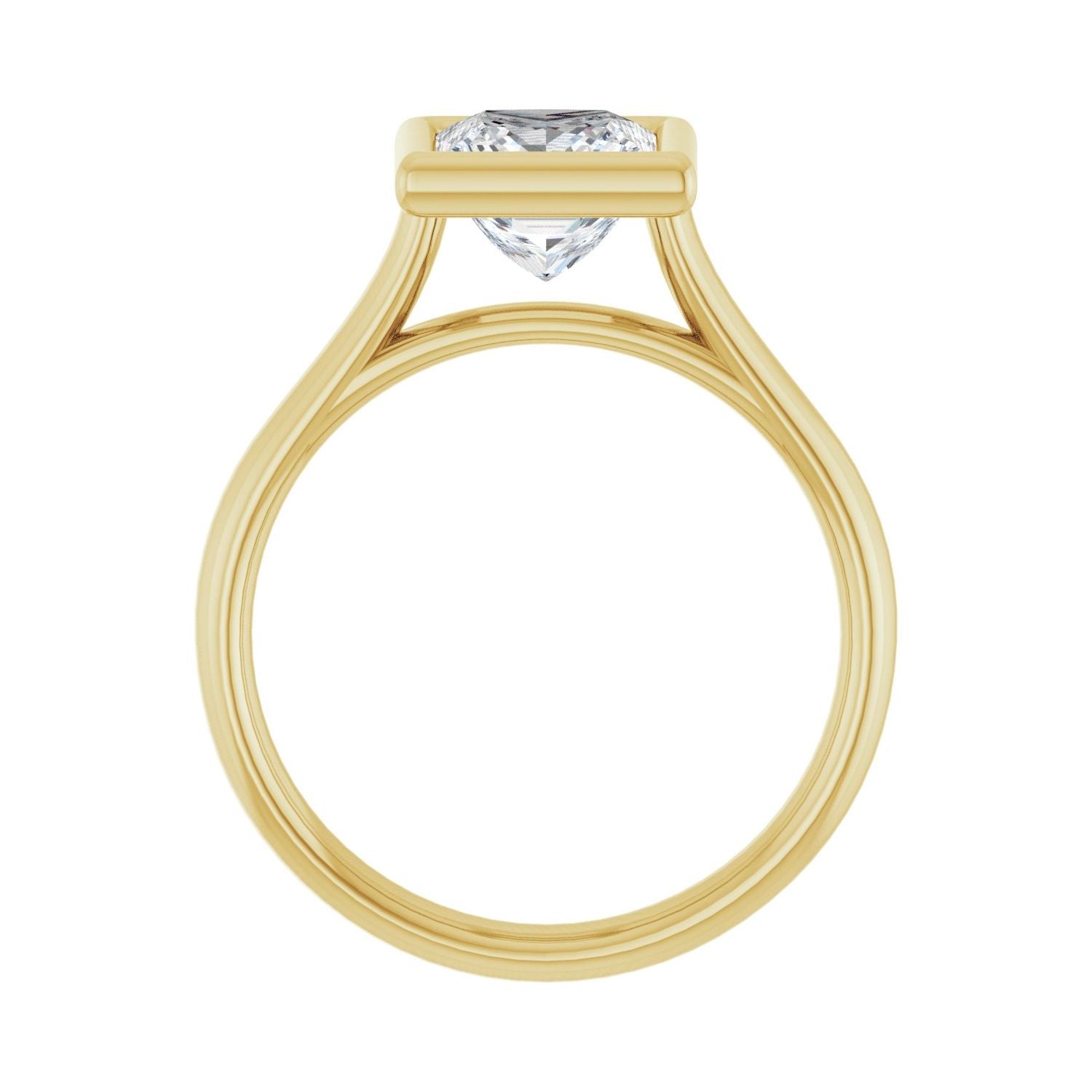Square Bezel-Set Solitaire Engagement Ring | Metal Type=14K Yellow Gold | Center Stone Size=1.5 CT | Image 2