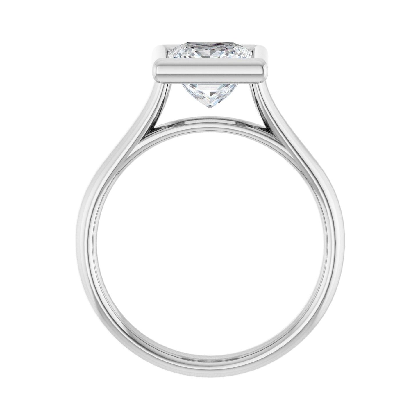 Square Bezel-Set Solitaire Engagement Ring | Metal Type=14K White Gold | Center Stone Size=1.5 CT | Image 2