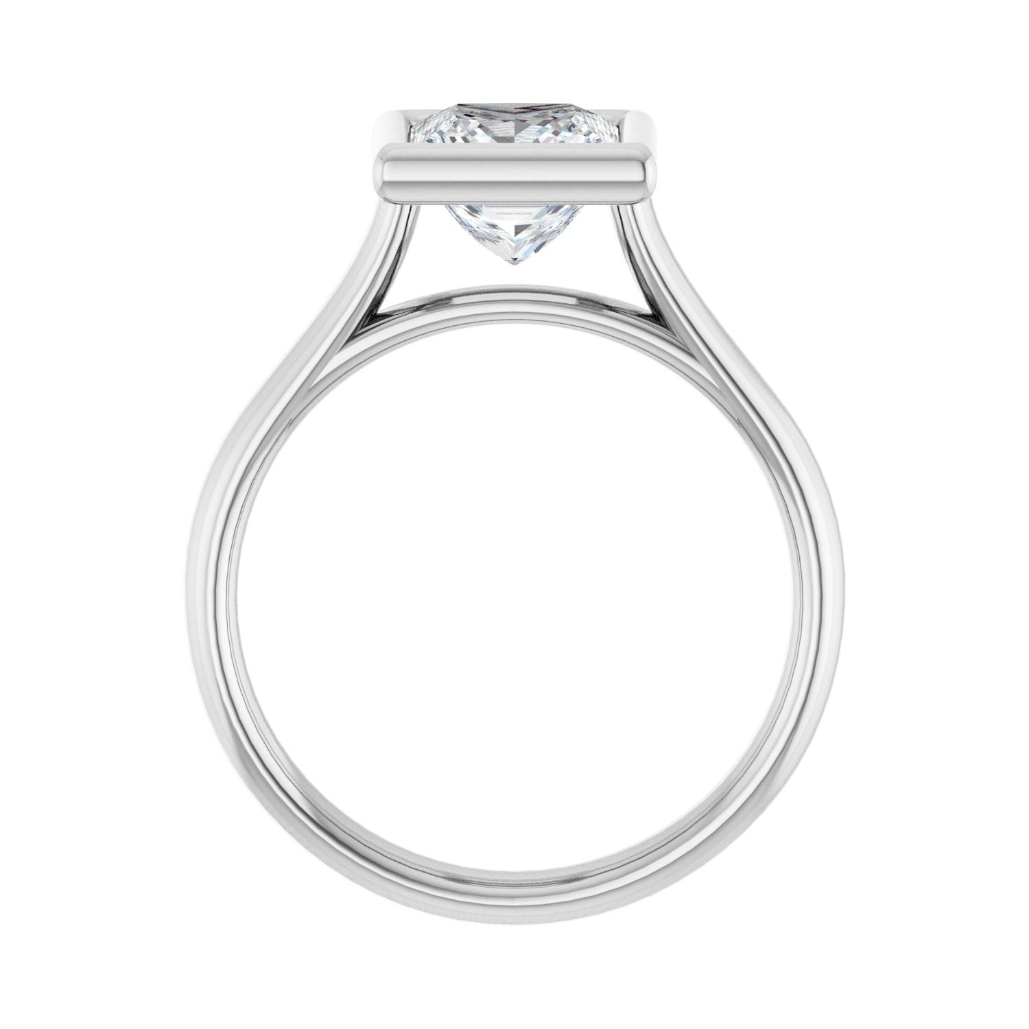 Square Bezel-Set Solitaire Engagement Ring | Metal Type=14K White Gold | Center Stone Size=1.5 CT | Image 2