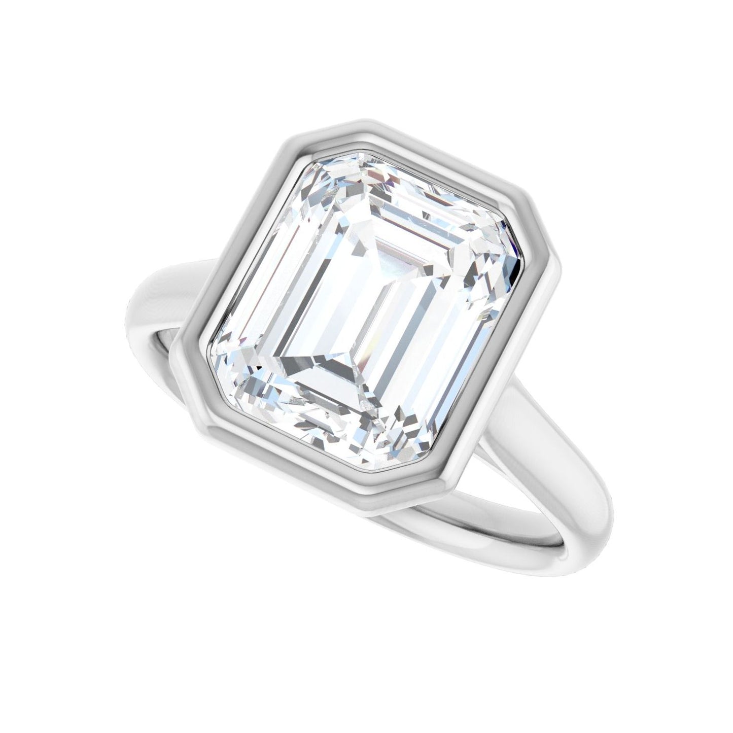 Emerald Bezel-Set Solitaire Engagement Ring | Metal Type=14K White Gold | Center Stone Size=3 CT | Image 5
