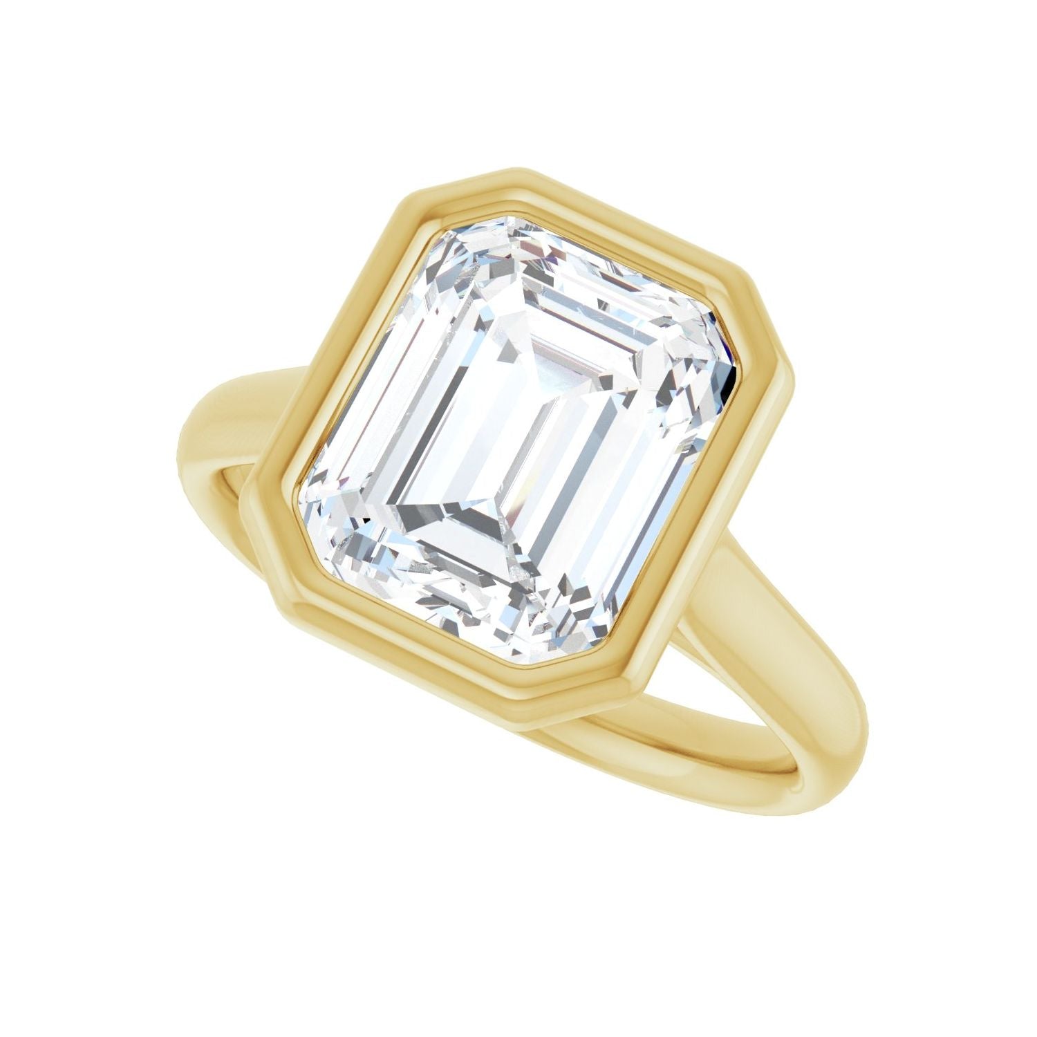Emerald Bezel-Set Solitaire Engagement Ring | Metal Type=14K Yellow Gold | Center Stone Size=3 CT | Image 5