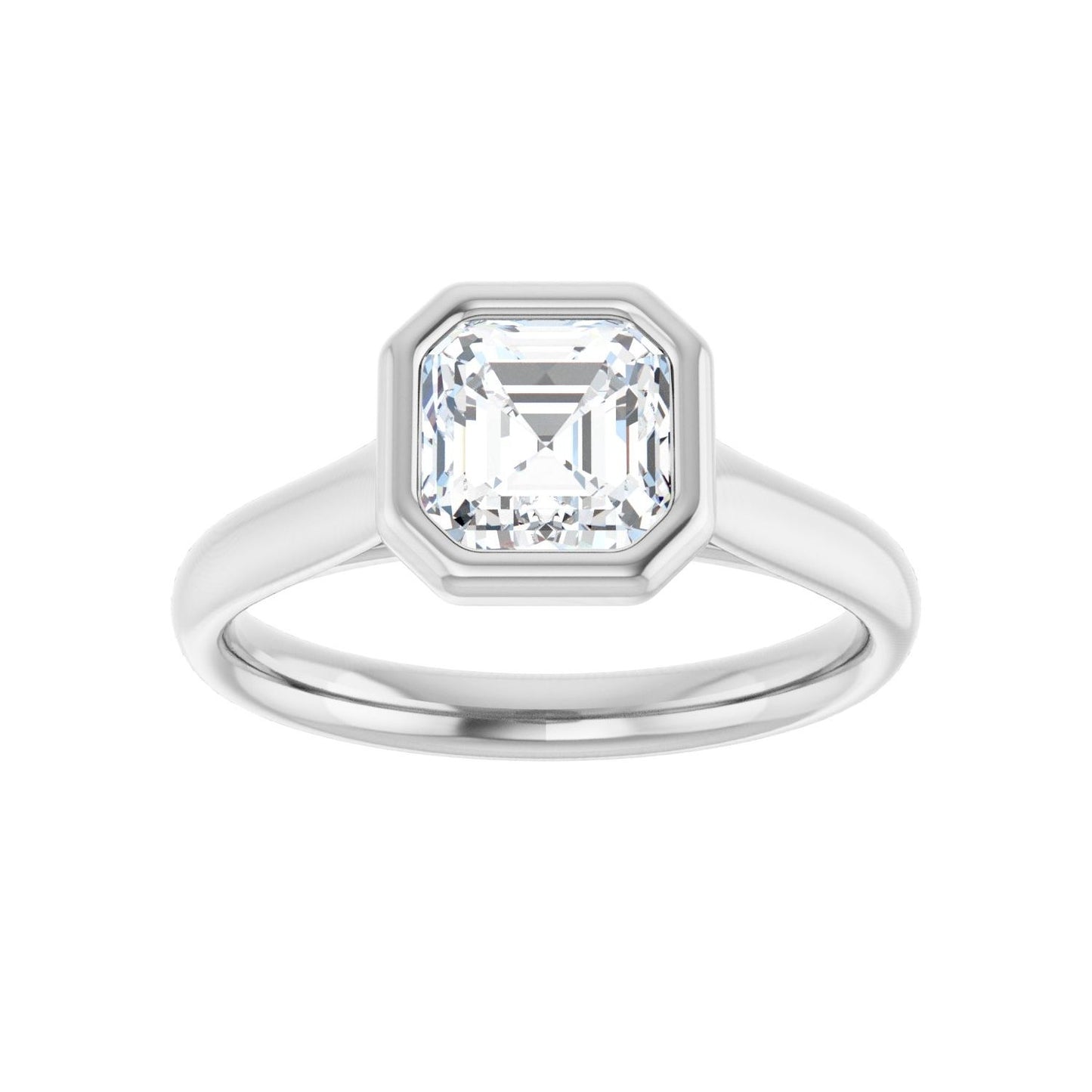 Asscher Bezel-Set Solitaire Engagement Ring | Metal Type=14K White Gold | Center Stone Size=1 CT | Image 3