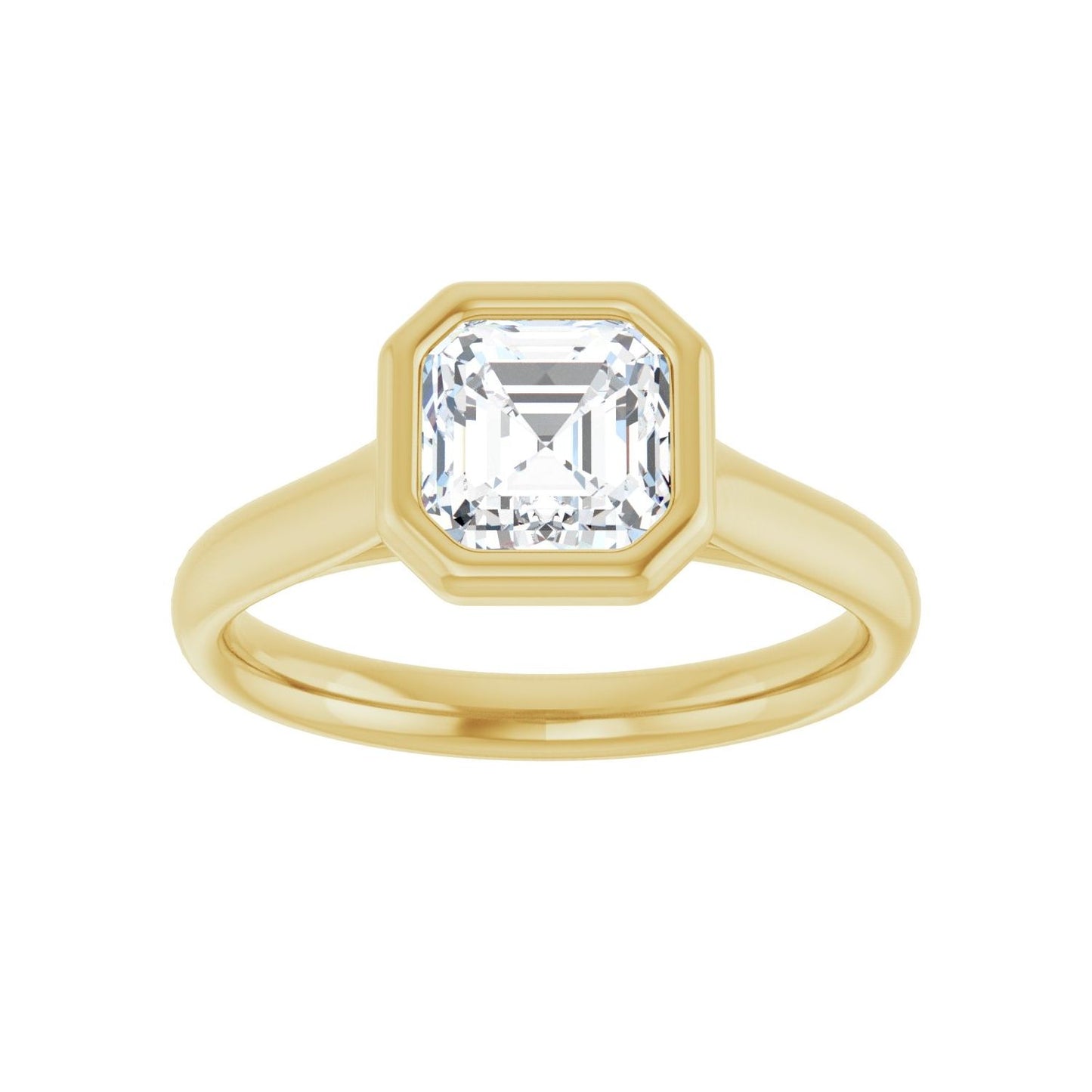 Asscher Bezel-Set Solitaire Engagement Ring | Metal Type=14K Yellow Gold | Center Stone Size=1 CT | Image 3