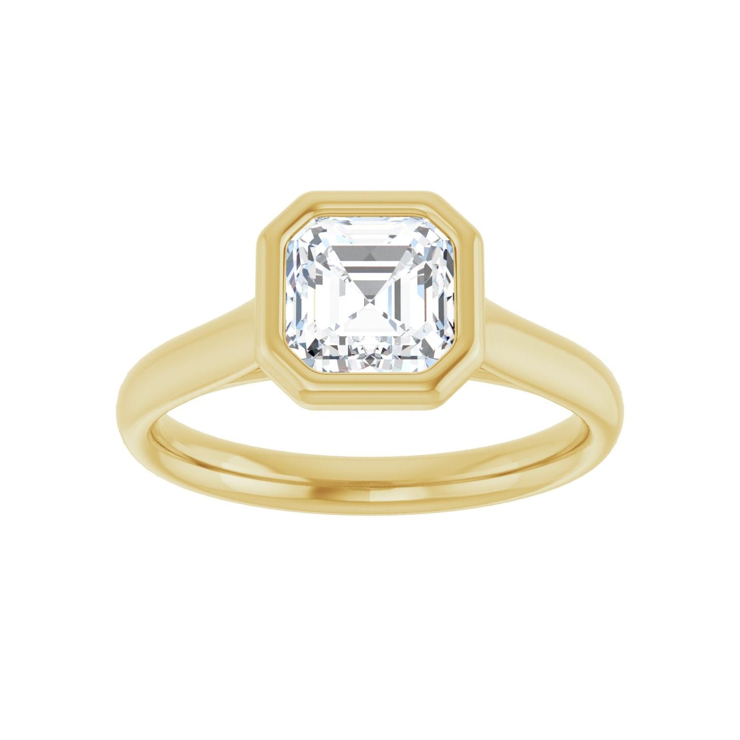 Asscher Bezel-Set Solitaire Engagement Ring | Metal Type=14K Yellow Gold | Center Stone Size=1 CT | Image 3