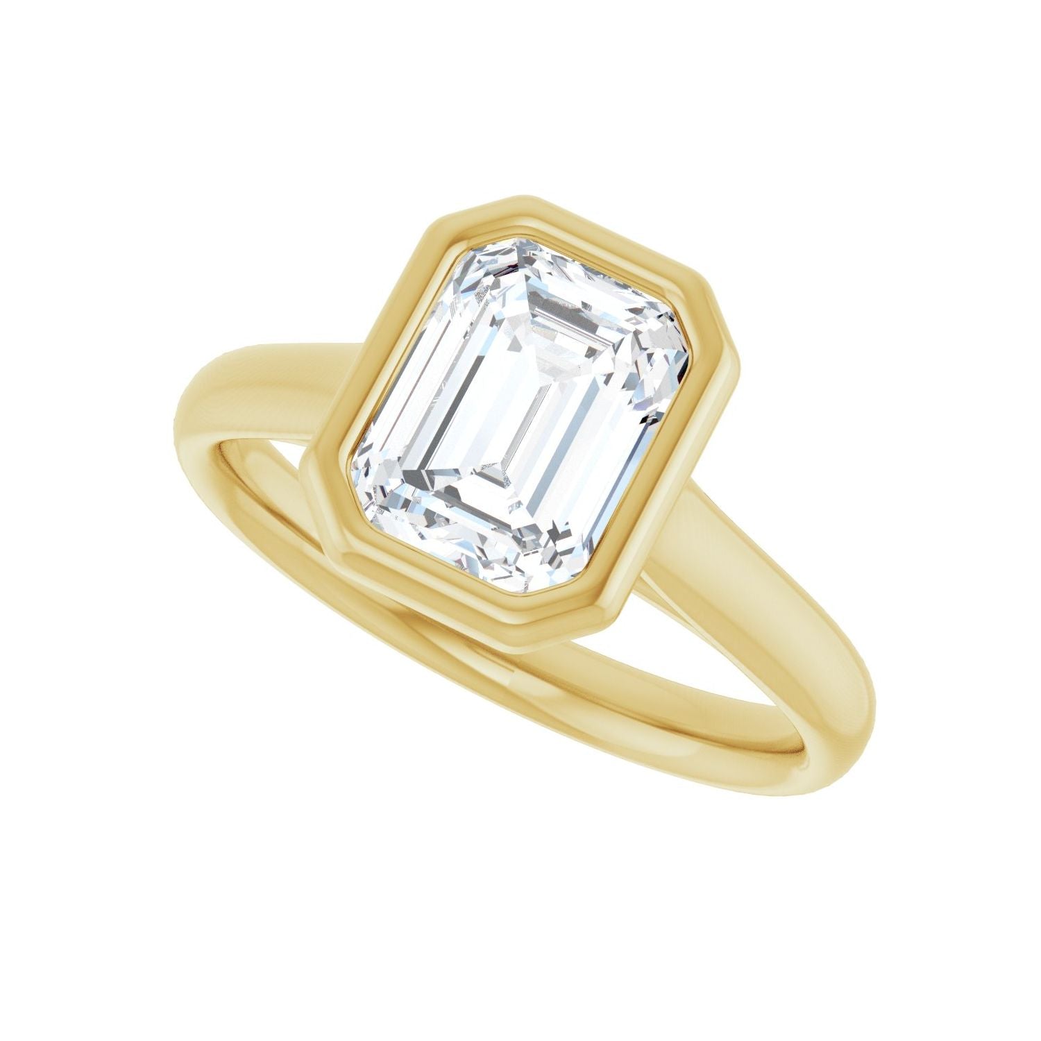Emerald Bezel-Set Solitaire Engagement Ring | Metal Type=14K Yellow Gold | Center Stone Size=2 CT | Image 5