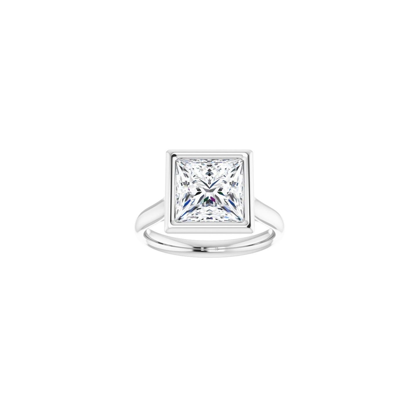 Square Bezel-Set Solitaire Engagement Ring | Metal Type=14K White Gold | Center Stone Size=3 CT | Image 3