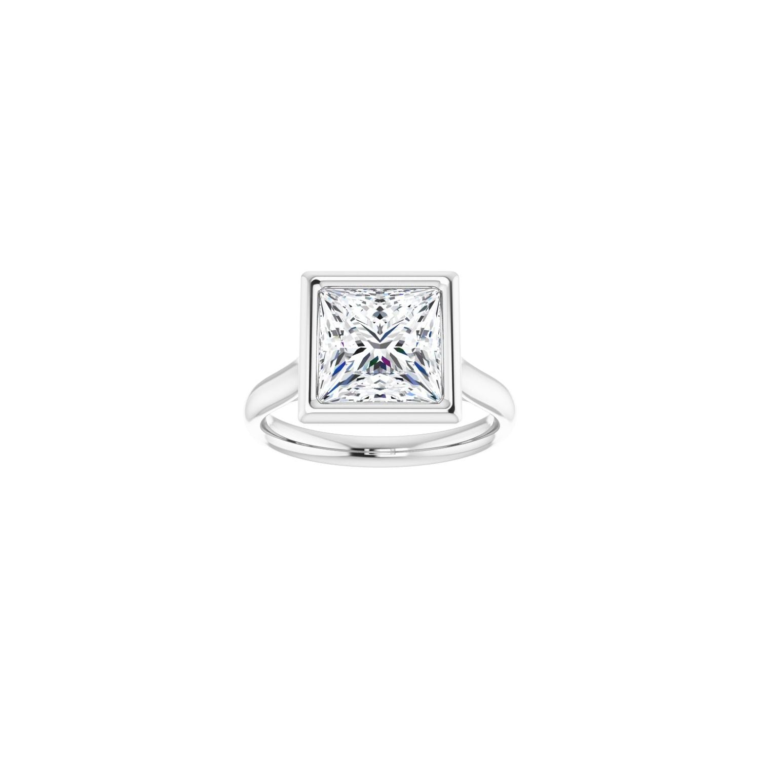 Square Bezel-Set Solitaire Engagement Ring | Metal Type=14K White Gold | Center Stone Size=3 CT | Image 3