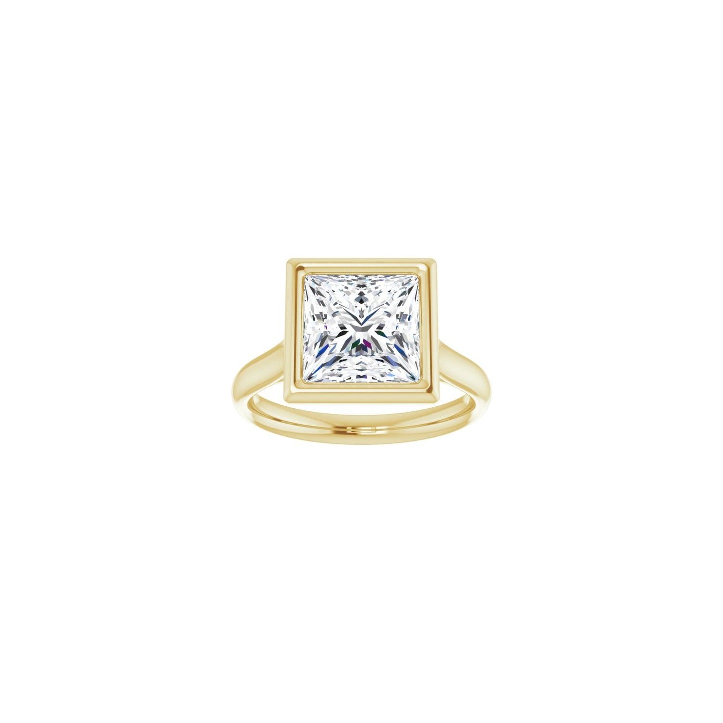 Square Bezel-Set Solitaire Engagement Ring | Metal Type=14K Yellow Gold | Center Stone Size=3 CT | Image 3