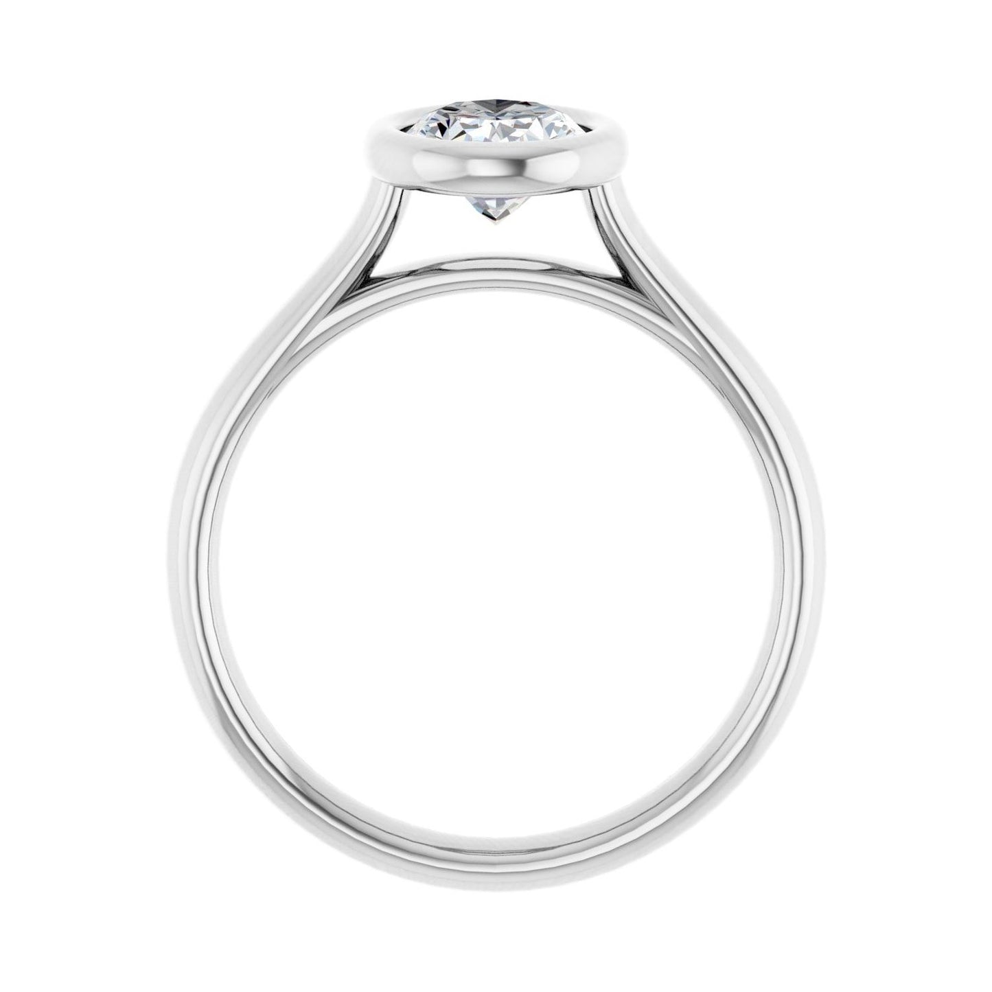 Oval Bezel-Set Solitaire Engagement Ring | Metal Type=14K White Gold | Center Stone Size=1.5 CT | Image 2