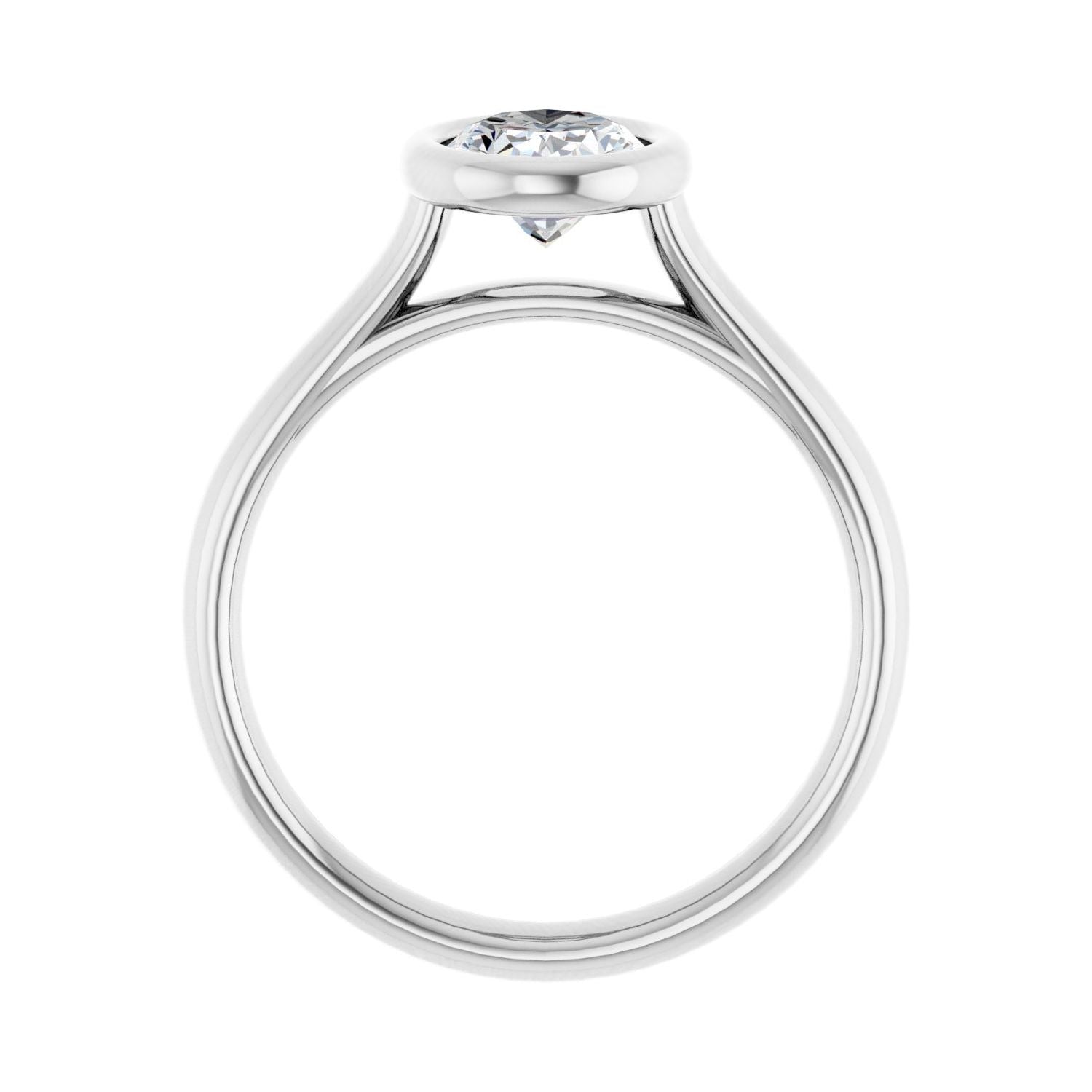 Oval Bezel-Set Solitaire Engagement Ring | Metal Type=14K White Gold | Center Stone Size=1.5 CT | Image 2