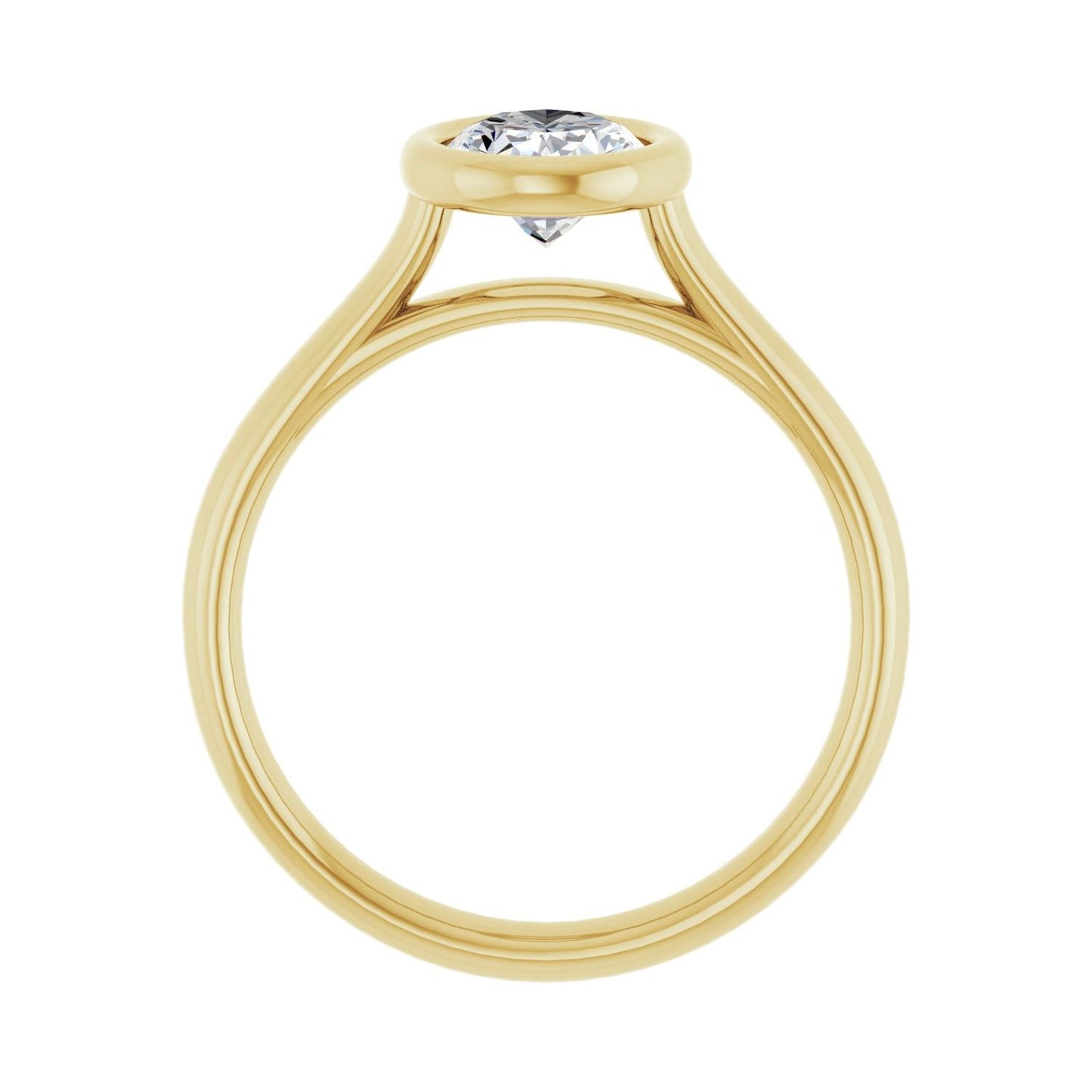 Oval Bezel-Set Solitaire Engagement Ring | Metal Type=14K Yellow Gold | Center Stone Size=1.5 CT | Image 2