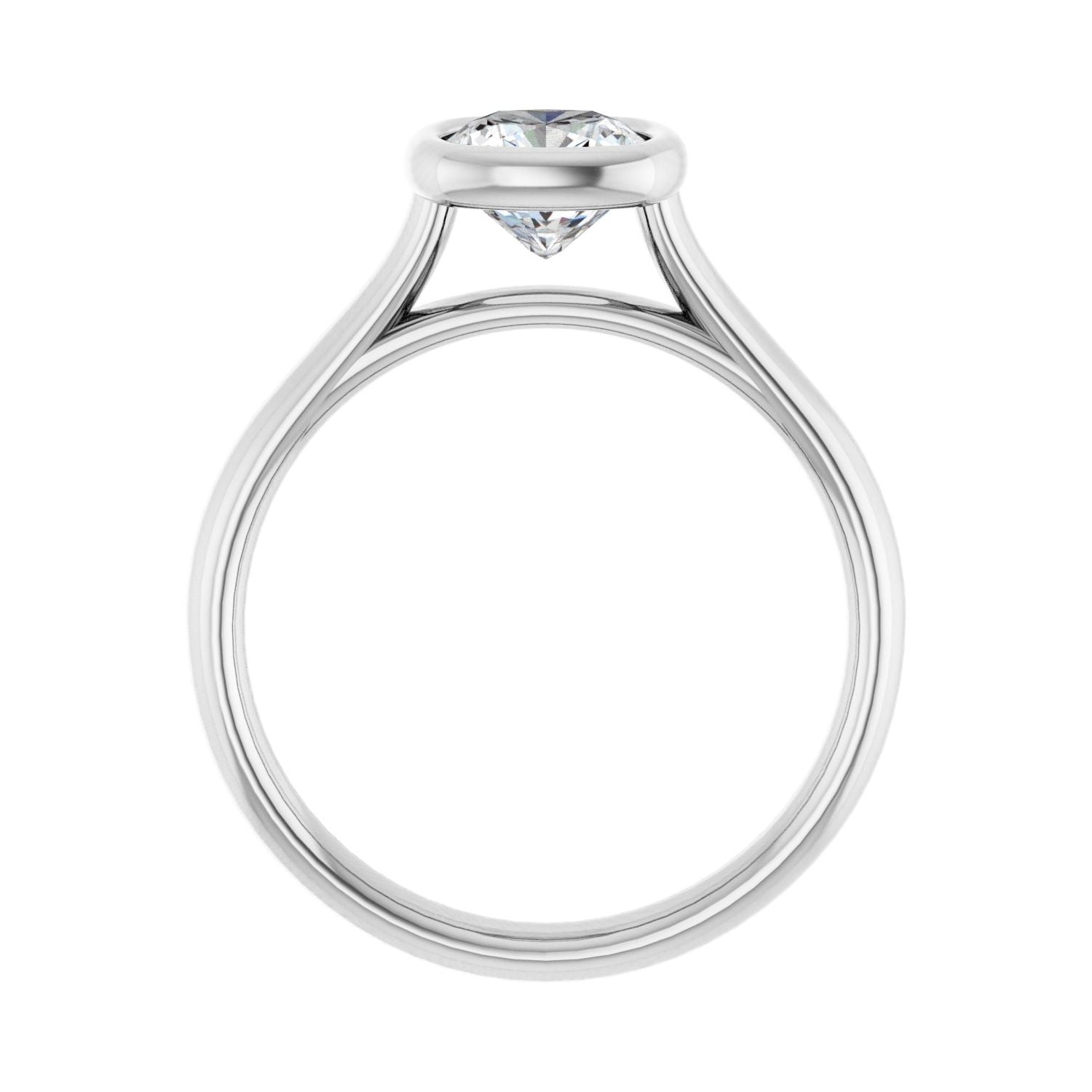Cushion Bezel-Set Solitaire Engagement Ring | Metal Type=14K White Gold | Center Stone Size=1 CT | Image 2