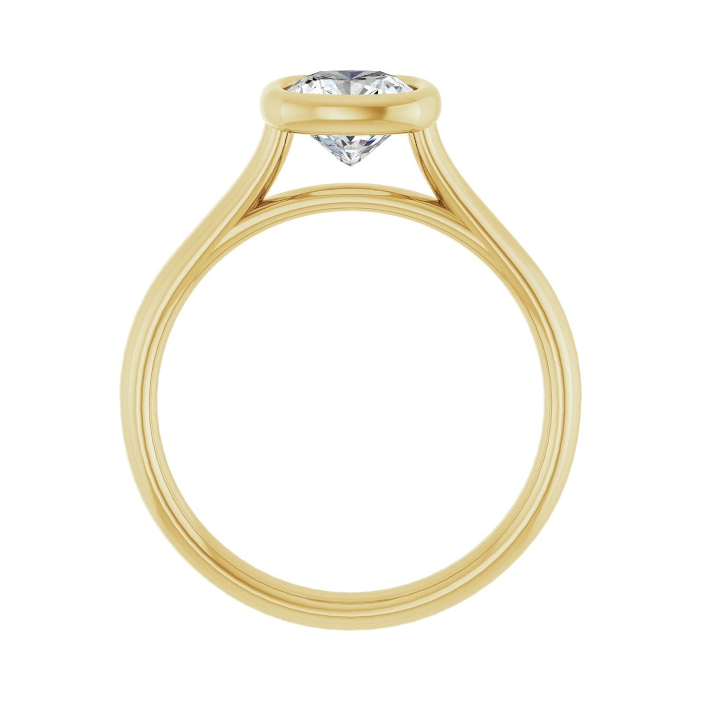 Cushion Bezel-Set Solitaire Engagement Ring | Metal Type=14K Yellow Gold | Center Stone Size=1 CT | Image 2