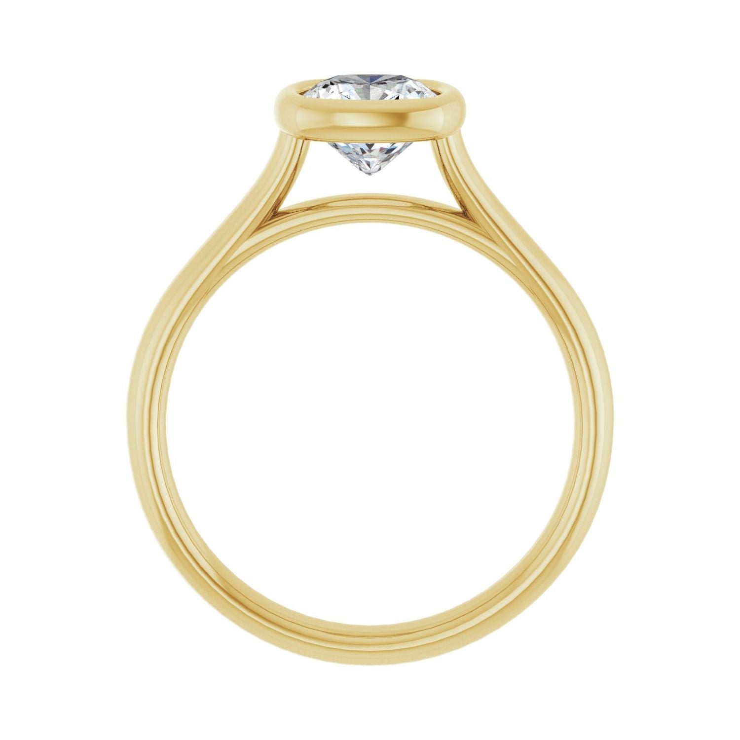 Cushion Bezel-Set Solitaire Engagement Ring | Metal Type=14K Yellow Gold | Center Stone Size=1 CT | Image 2