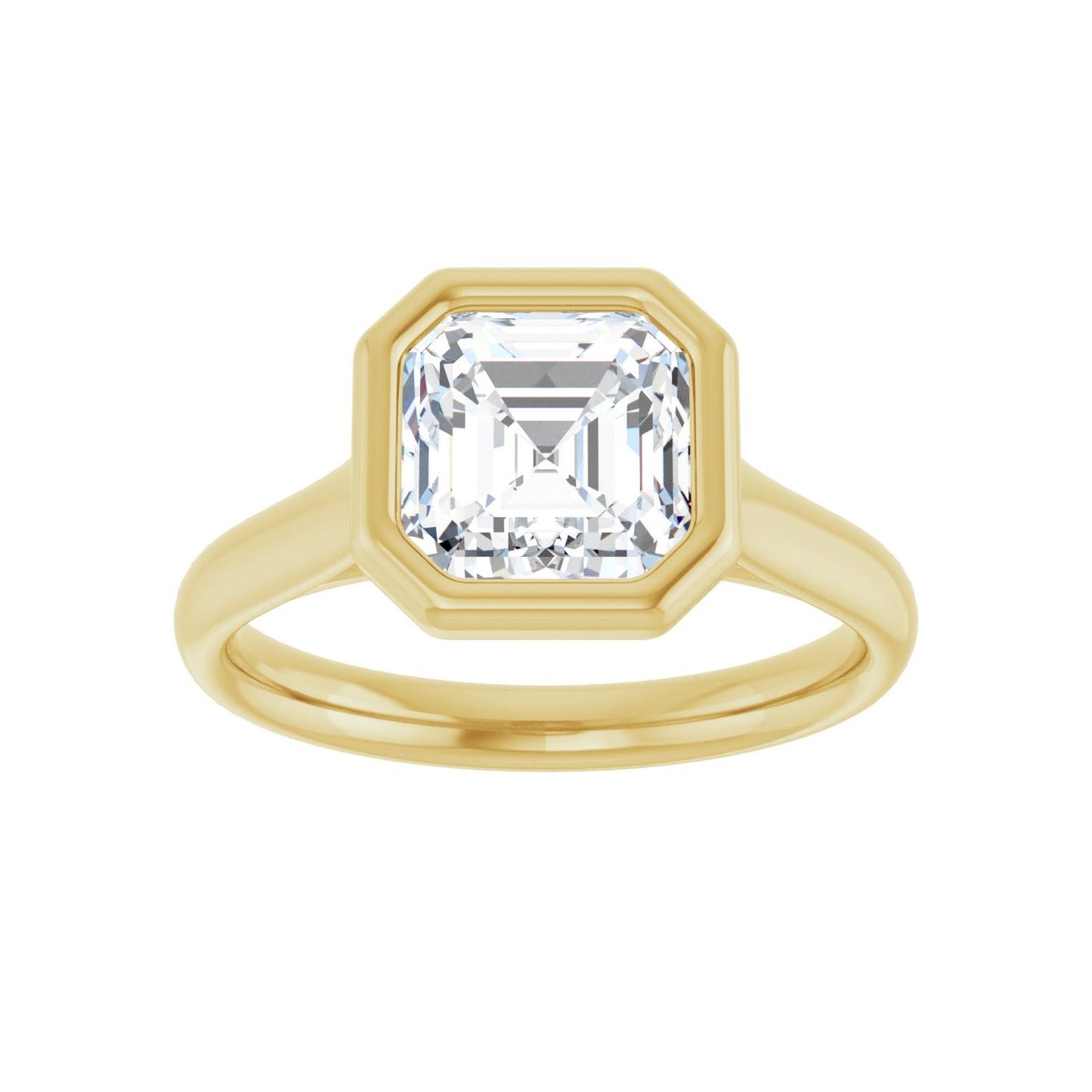 Asscher Bezel-Set Solitaire Engagement Ring | Metal Type=14K Yellow Gold | Center Stone Size=2 CT | Image 3