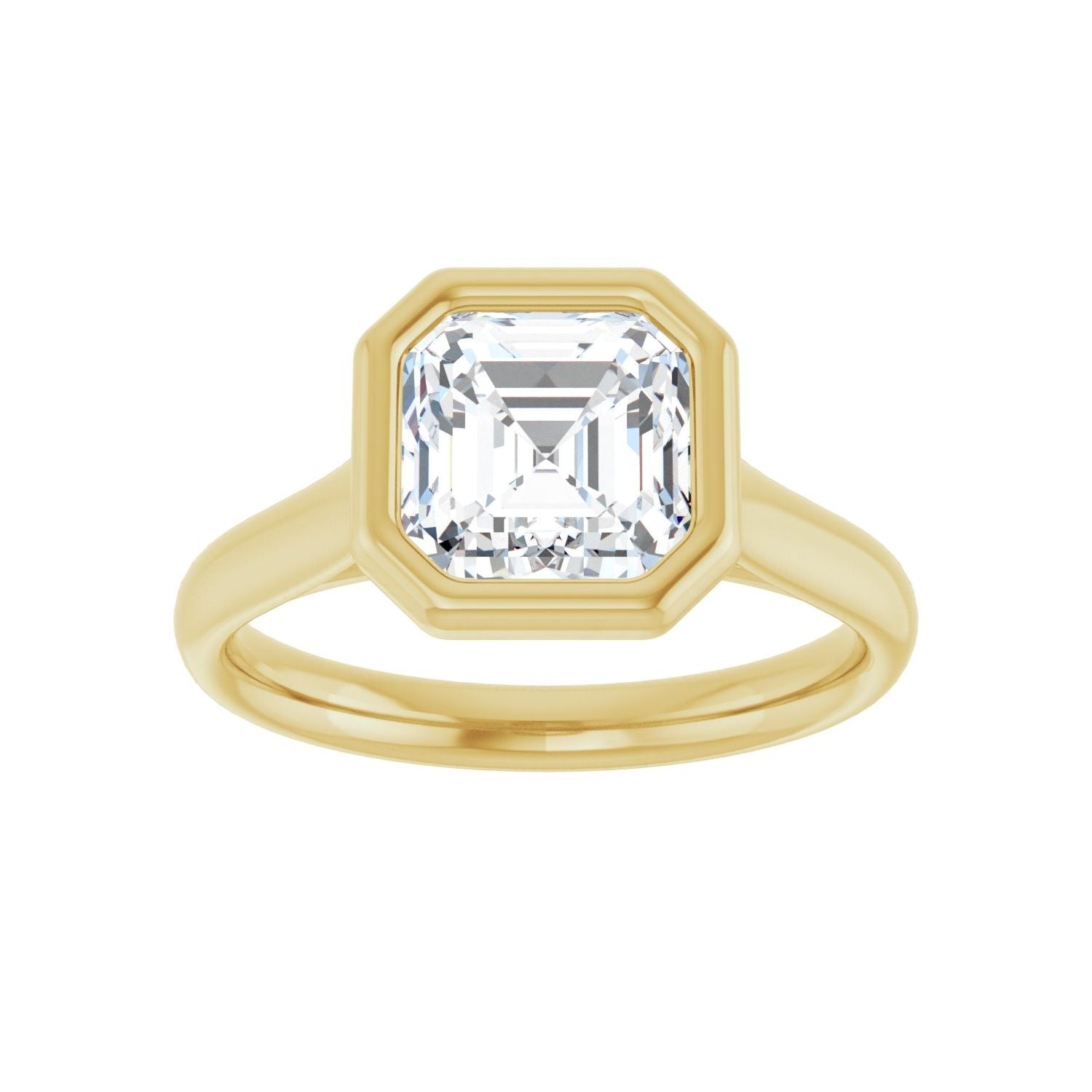 Asscher Bezel-Set Solitaire Engagement Ring | Metal Type=14K Yellow Gold | Center Stone Size=2 CT | Image 3