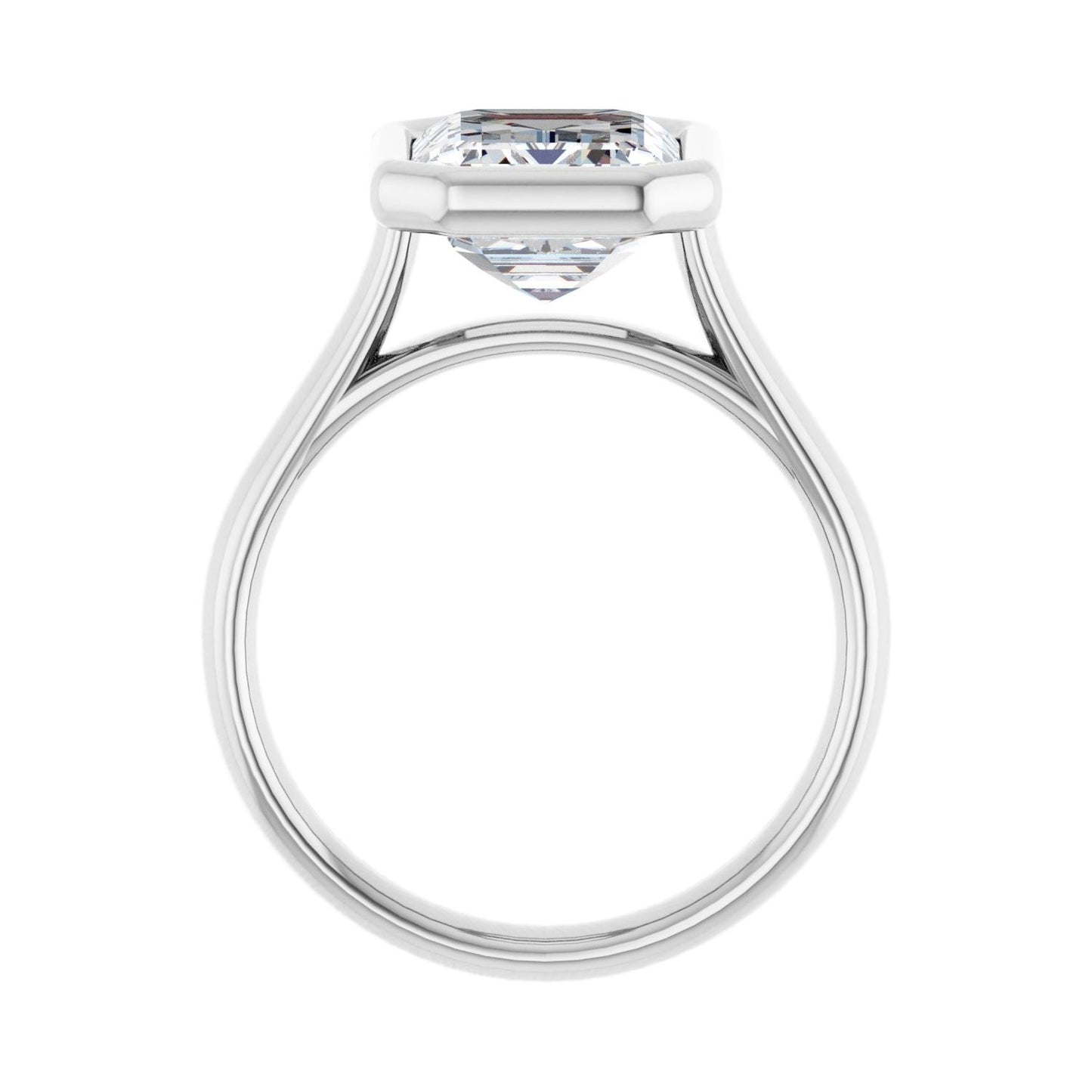 Emerald Bezel-Set Solitaire Engagement Ring | Metal Type=14K White Gold | Center Stone Size=3 CT | Image 2