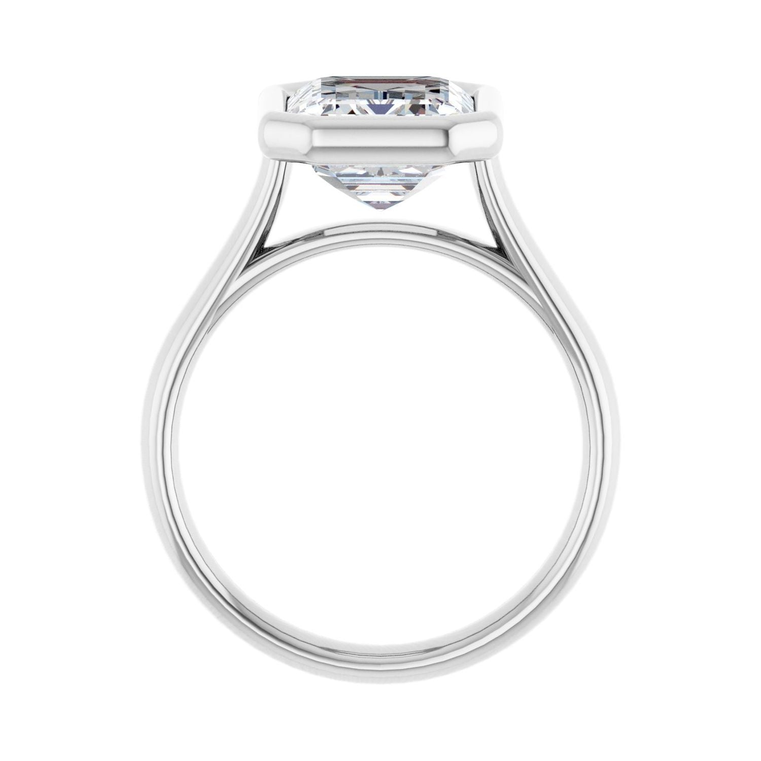 Emerald Bezel-Set Solitaire Engagement Ring | Metal Type=14K White Gold | Center Stone Size=3 CT | Image 2