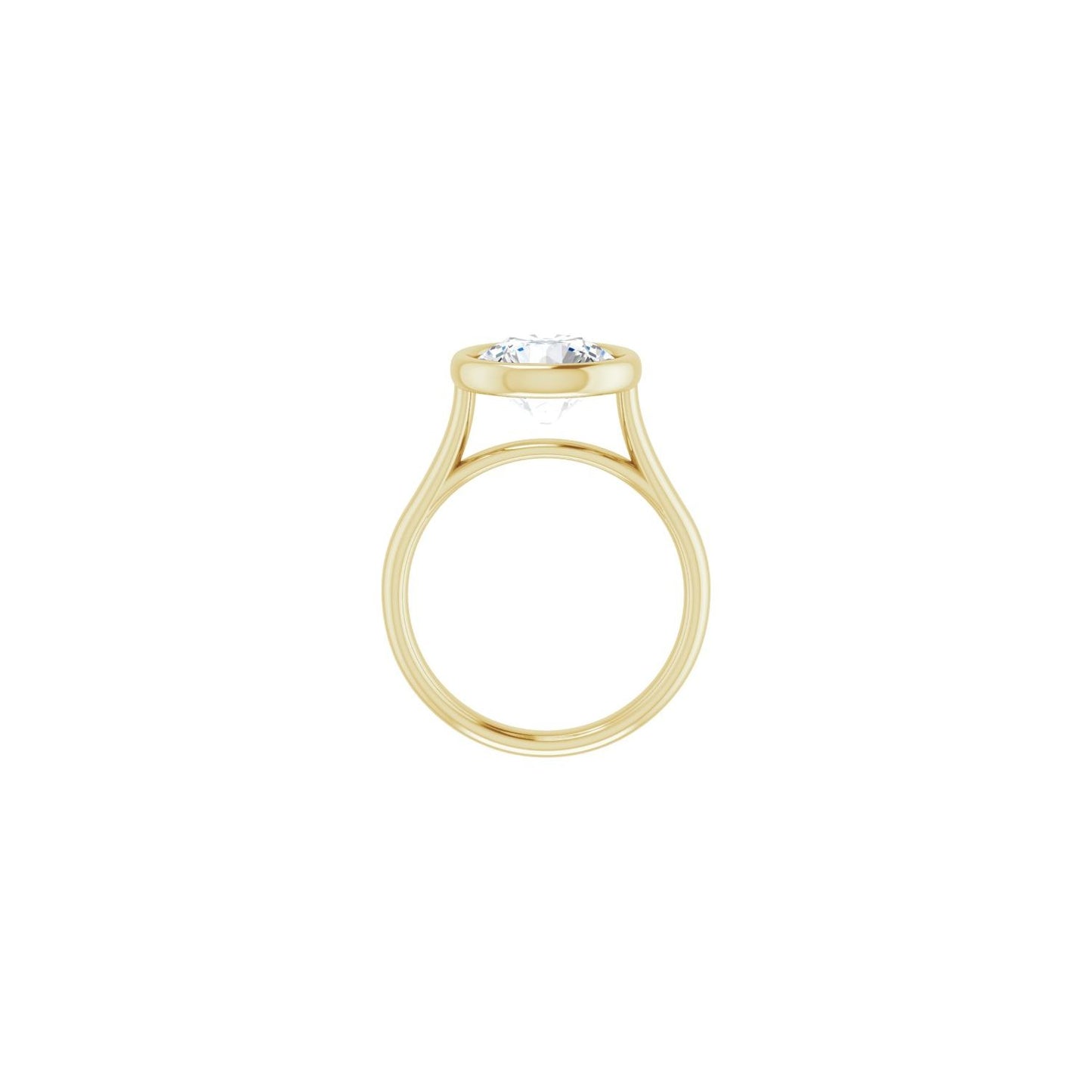 Round Bezel-Set Solitaire Engagement Ring | Metal Type=14K Yellow Gold | Center Stone Size=3 CT | Image 2