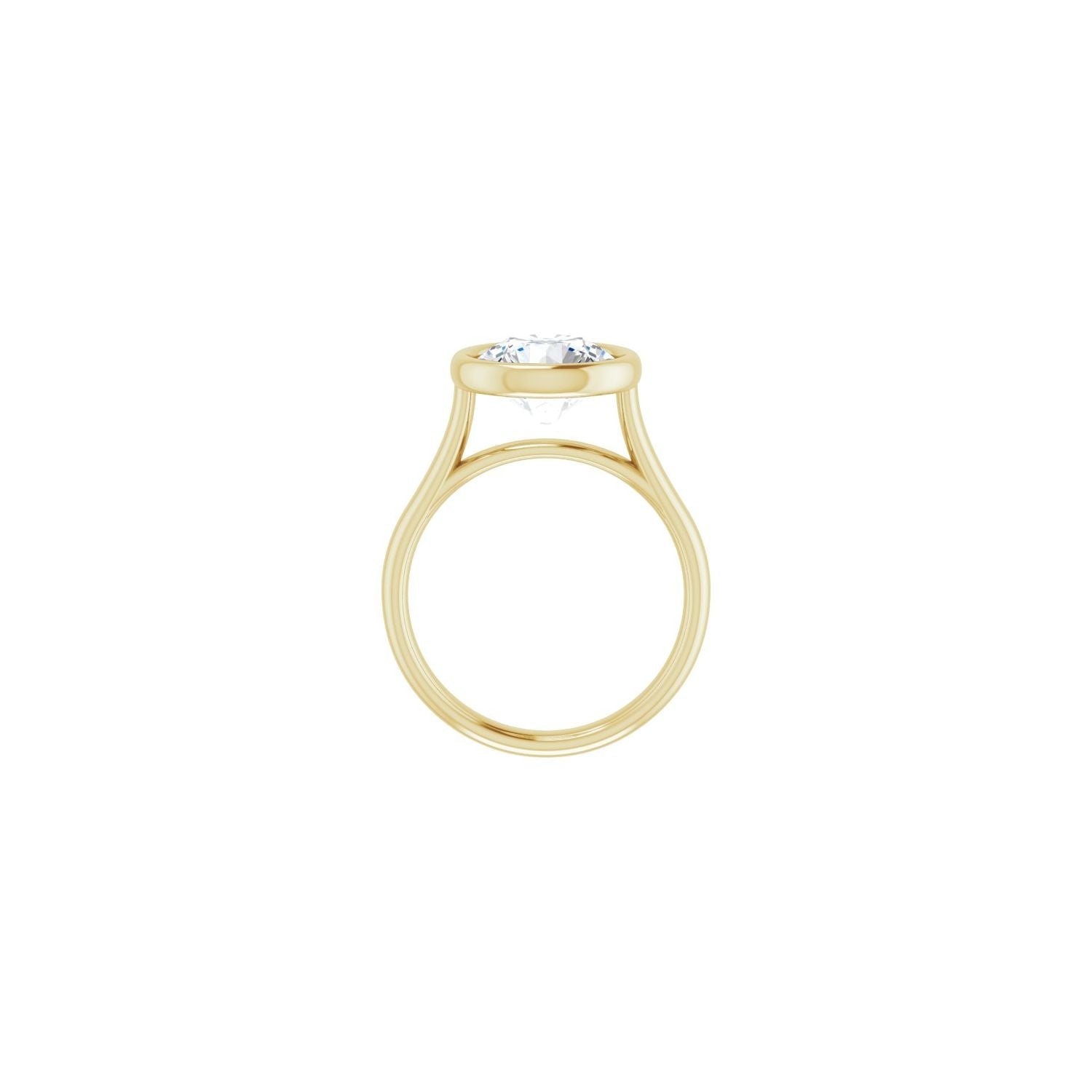 Round Bezel-Set Solitaire Engagement Ring | Metal Type=14K Yellow Gold | Center Stone Size=3 CT | Image 2
