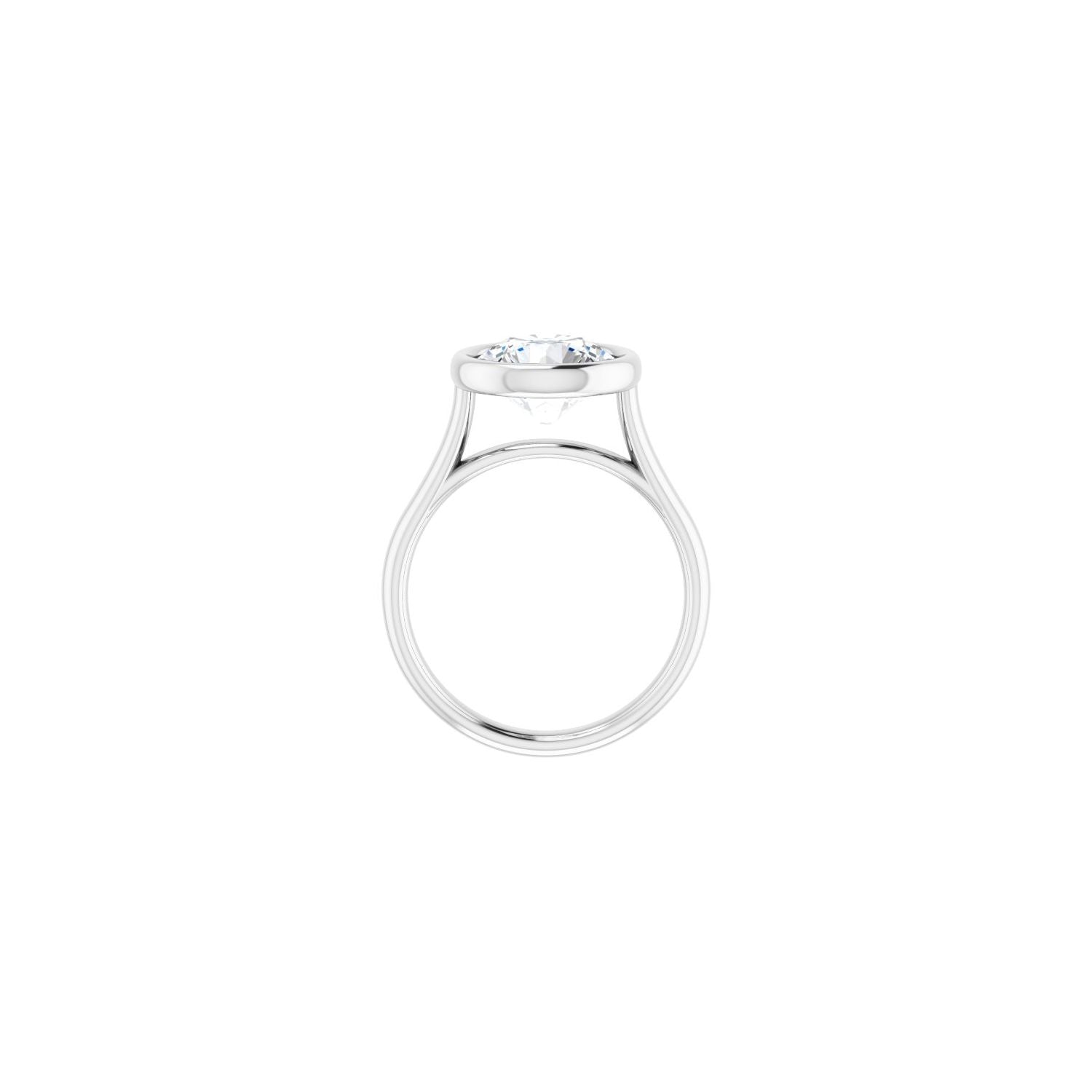 Round Bezel-Set Solitaire Engagement Ring | Metal Type=14K White Gold | Center Stone Size=3 CT | Image 2