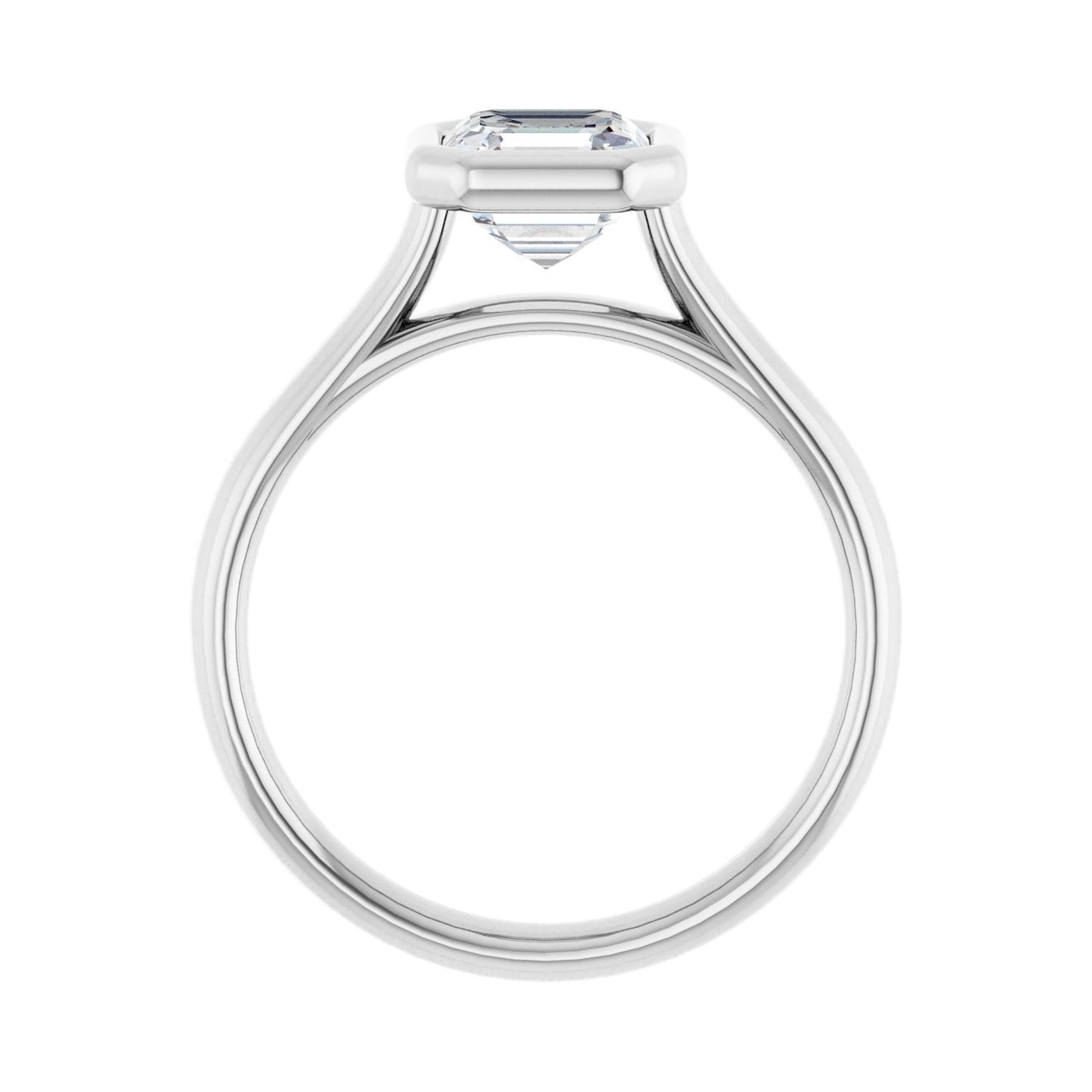 Asscher Bezel-Set Solitaire Engagement Ring | Metal Type=14K White Gold | Center Stone Size=1 CT | Image 2