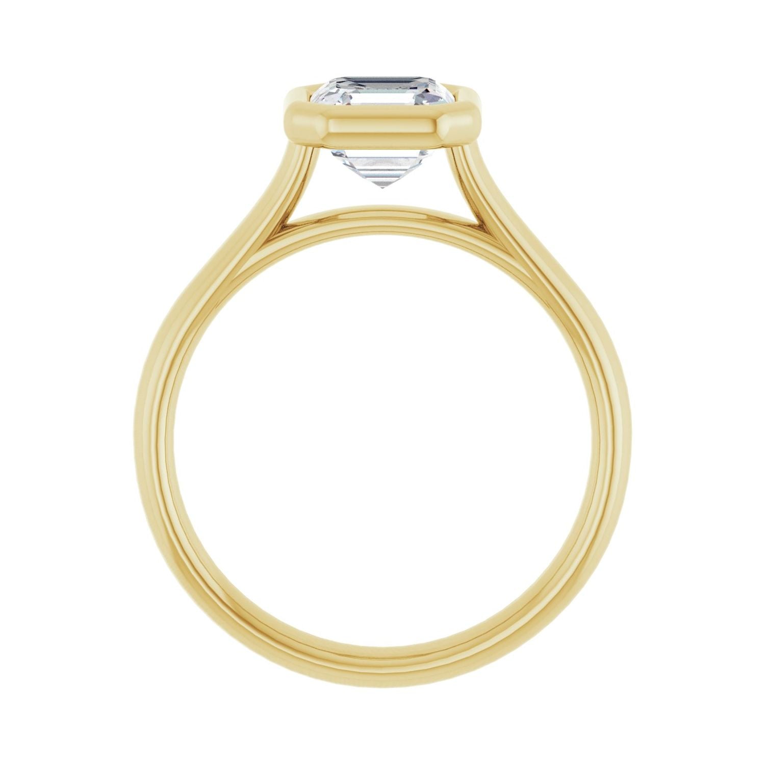 Asscher Bezel-Set Solitaire Engagement Ring | Metal Type=14K Yellow Gold | Center Stone Size=1 CT | Image 2