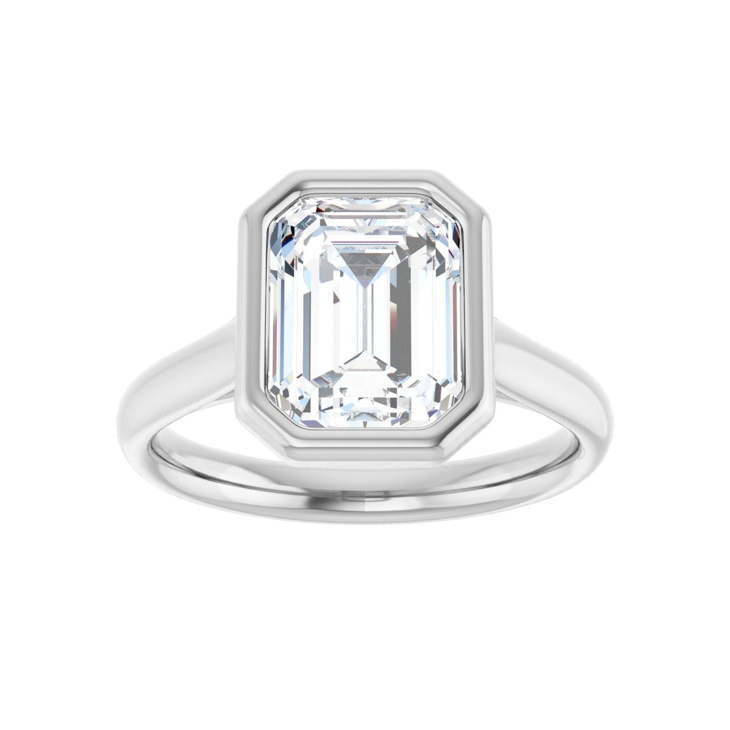 Emerald Bezel-Set Solitaire Engagement Ring | Metal Type=14K White Gold | Center Stone Size=2.5 CT | Image 3