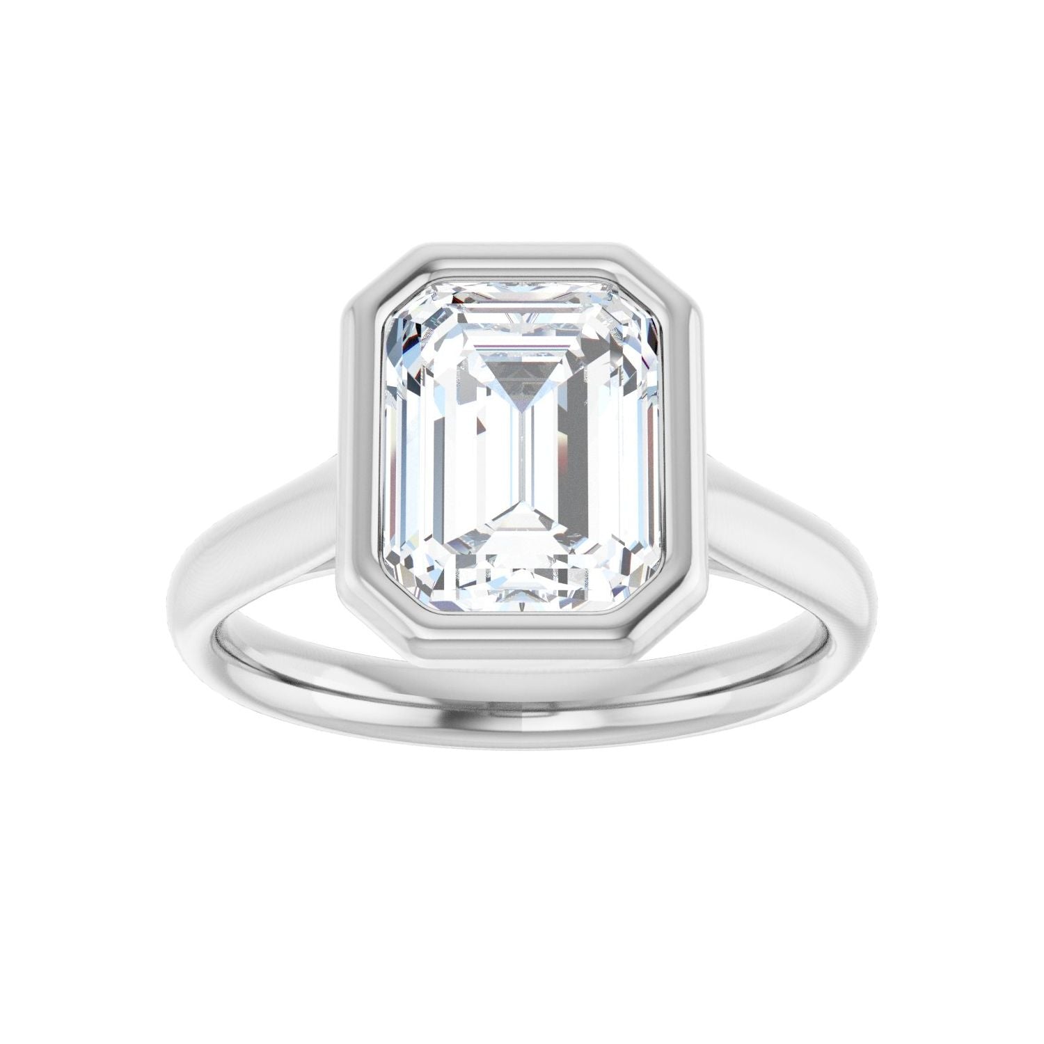 Emerald Bezel-Set Solitaire Engagement Ring | Metal Type=14K White Gold | Center Stone Size=2.5 CT | Image 3