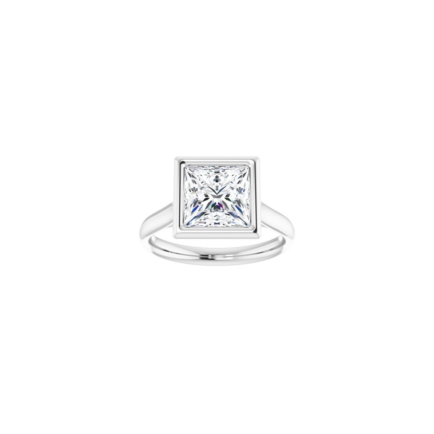 Square Bezel-Set Solitaire Engagement Ring | Metal Type=14K White Gold | Center Stone Size=2.5 CT | Image 3